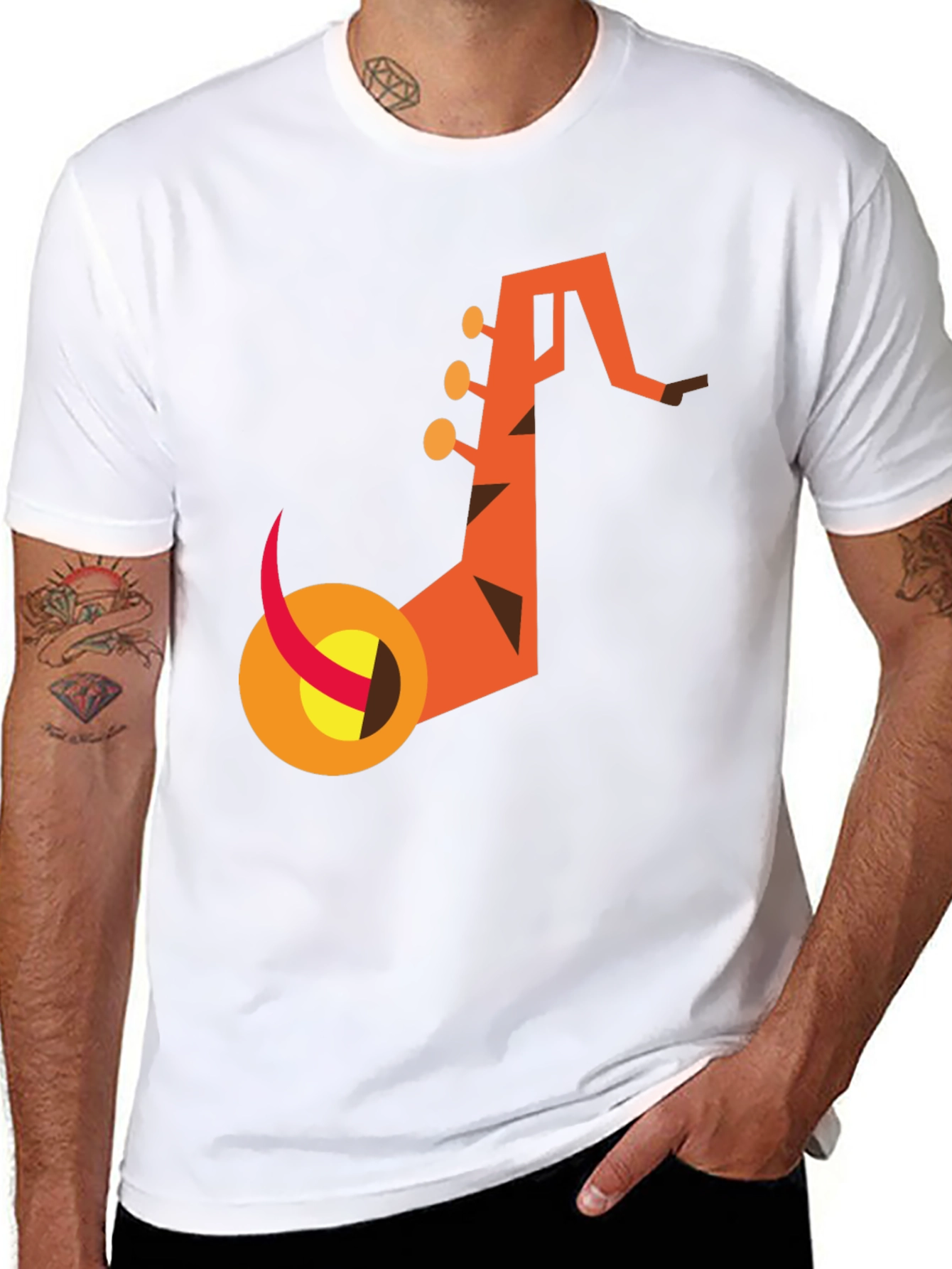 Abstract Saxophone Graphic Tee - Modern Music Lovers Shirt