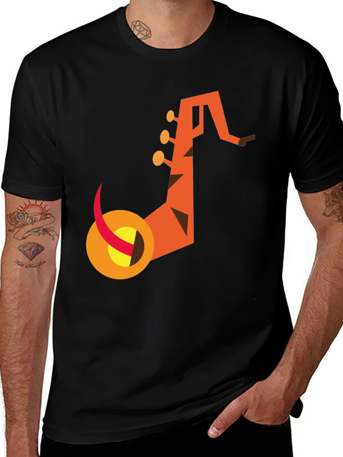 Abstract Saxophone Graphic Tee - Modern Music Lovers Shirt