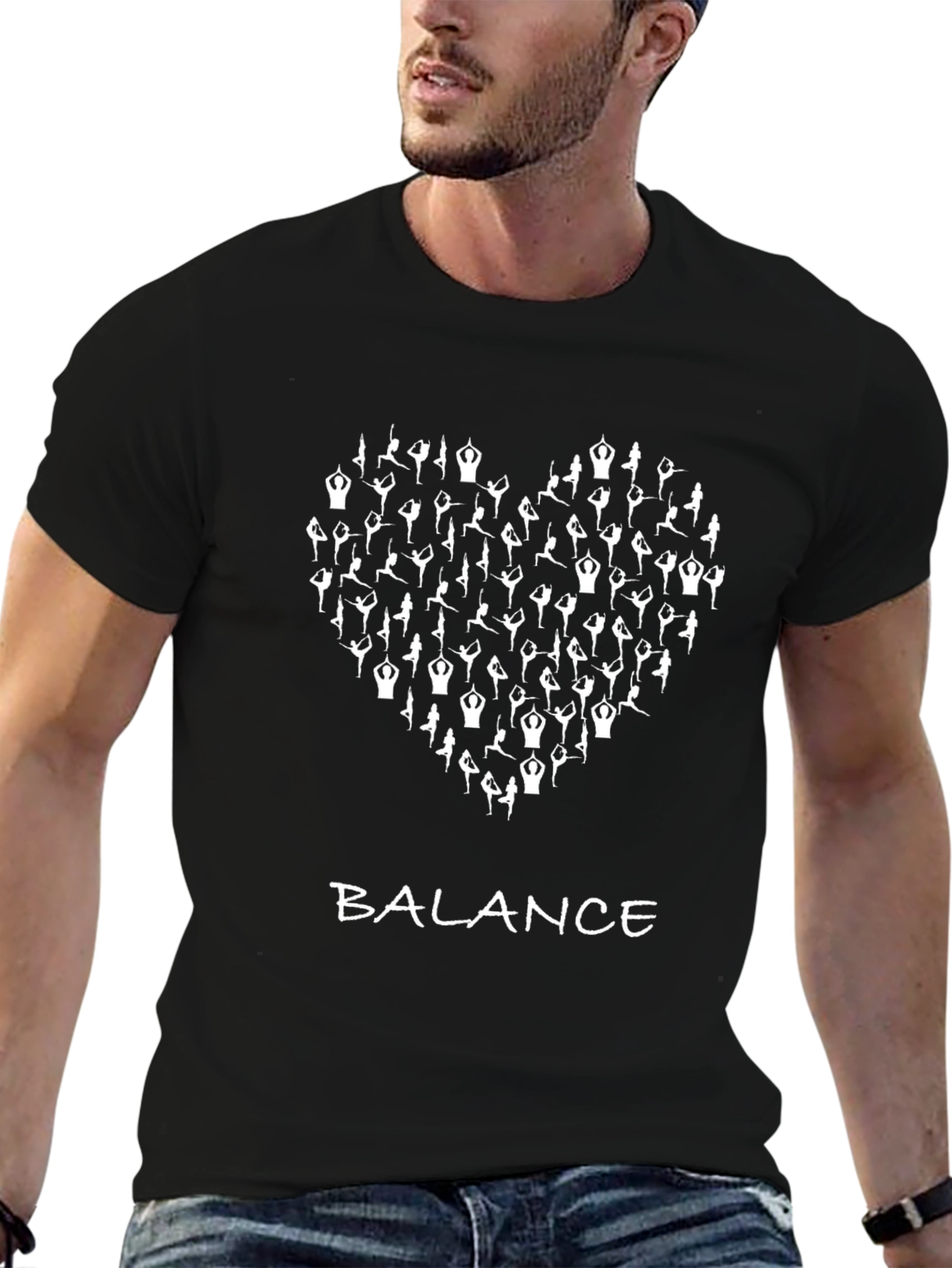 Yoga Balance Heart T-Shirt - Black