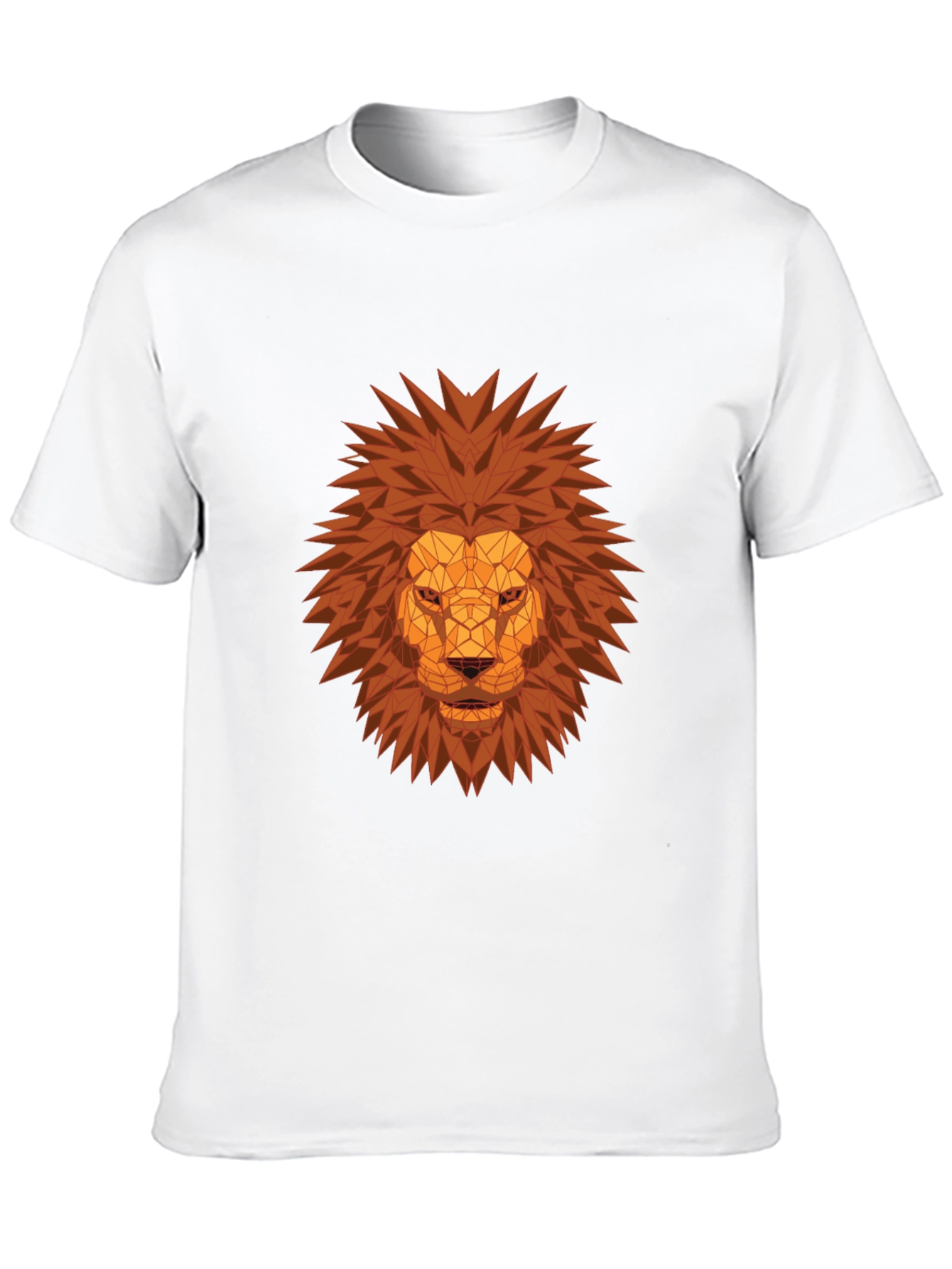 Geometric Lion Head Graphic Tee - Black