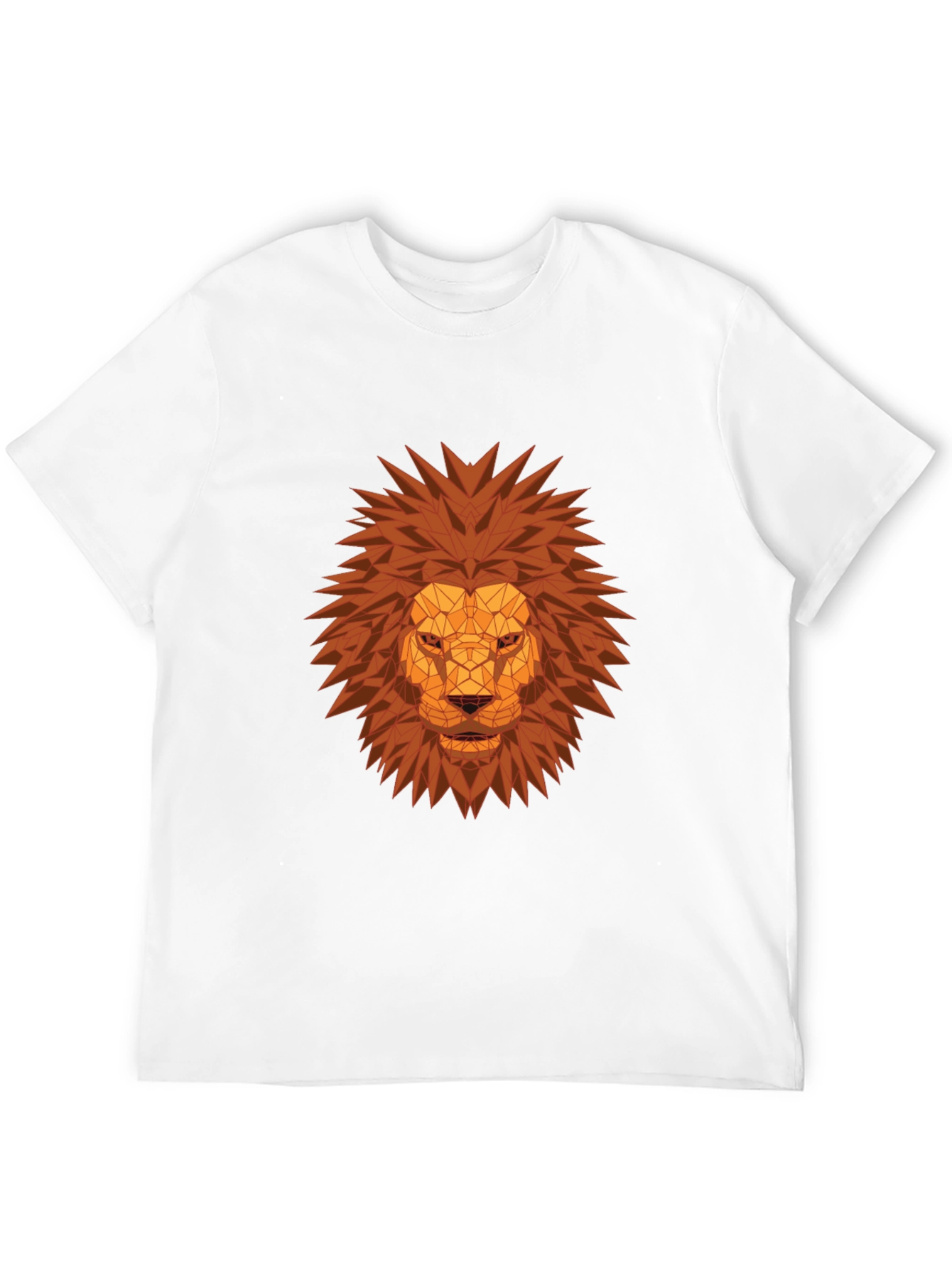 Geometric Lion Head Graphic Tee - Black