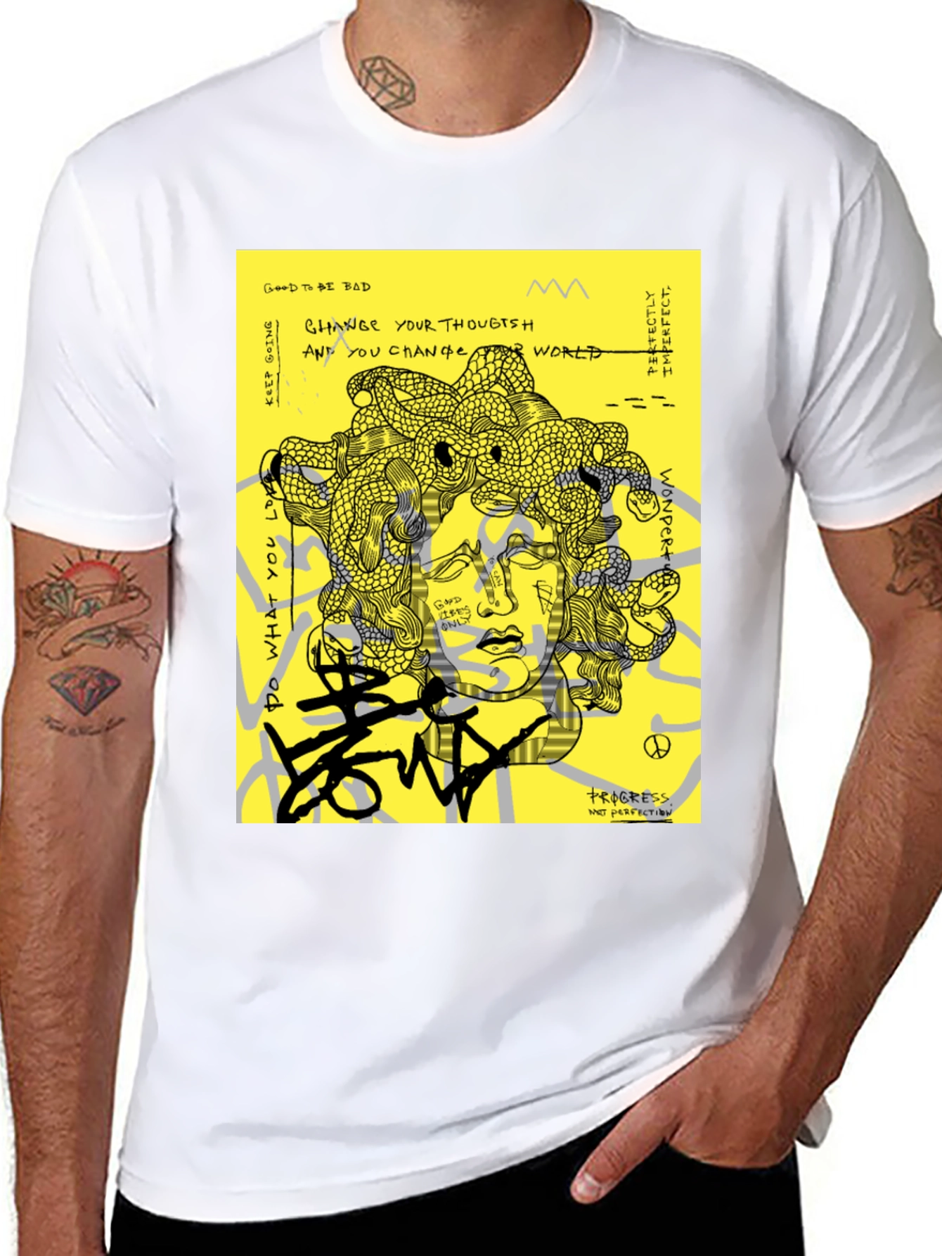 Medusa Graphic Print Black T-Shirt