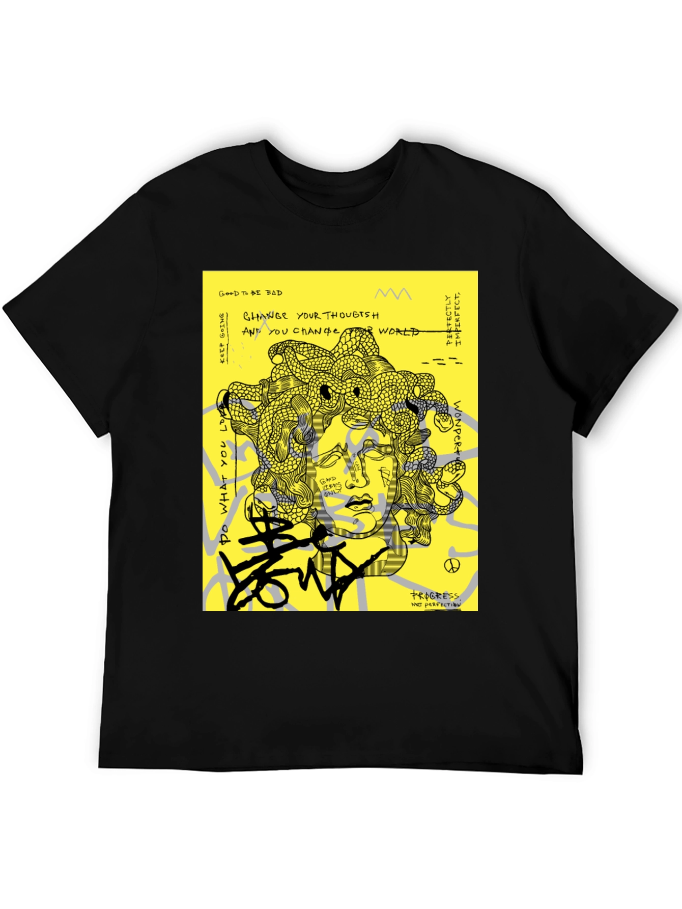 Medusa Graphic Print Black T-Shirt