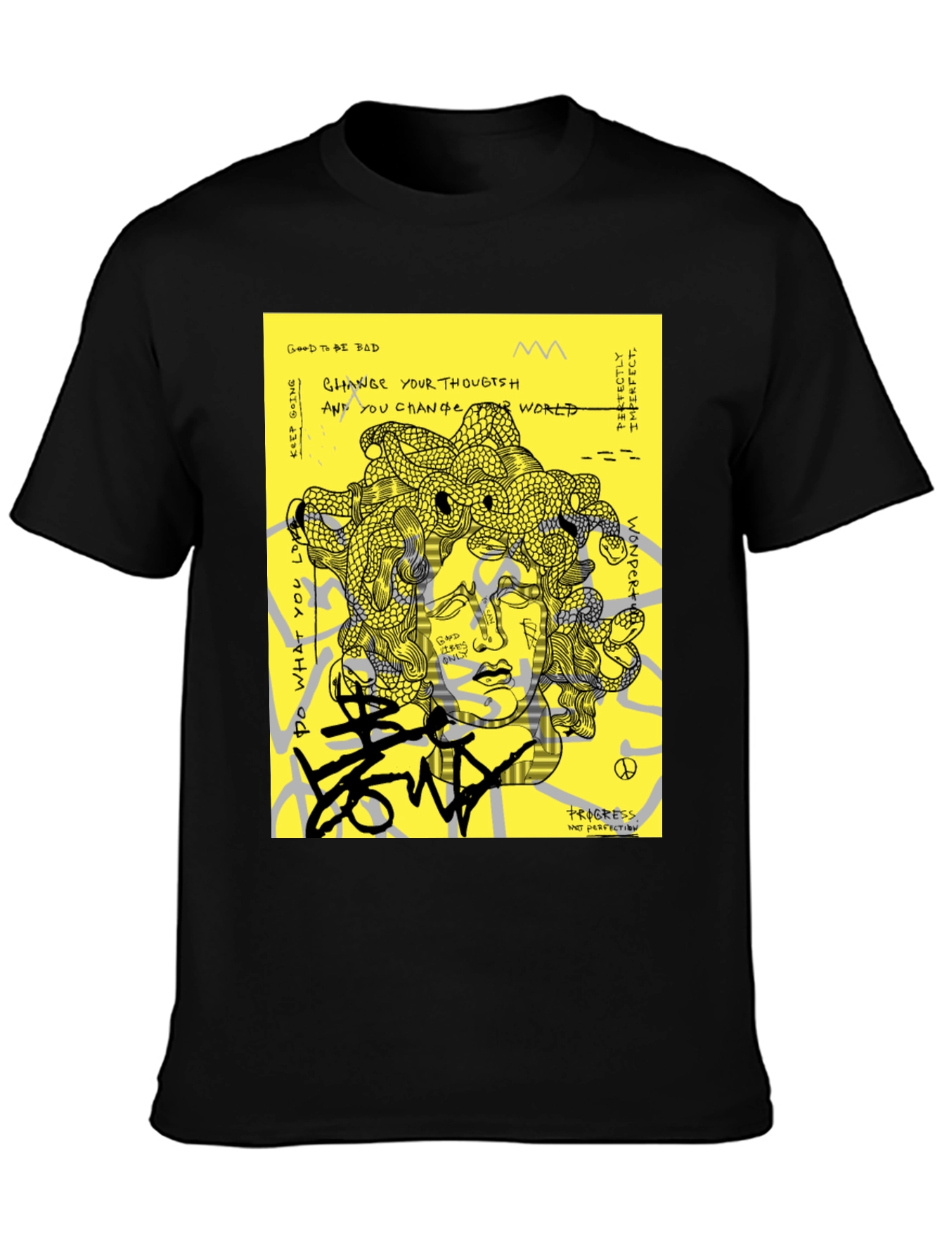 Medusa Graphic Print Black T-Shirt