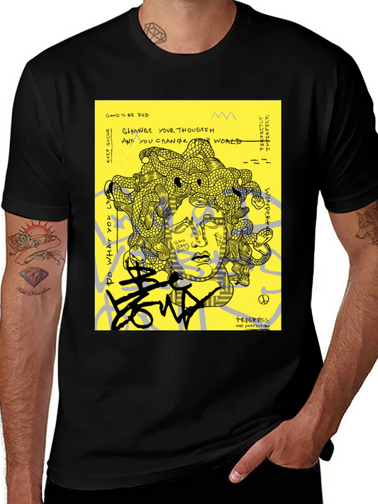 Medusa Graphic Print Black T-Shirt