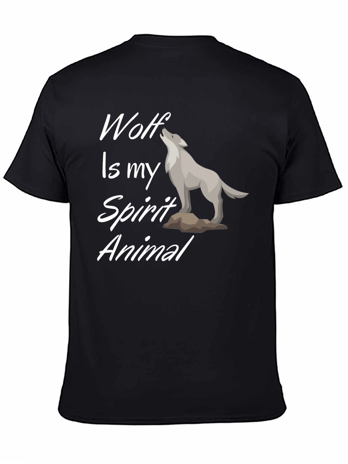 Wolf Spirit Animal Graphic Tee - Black Cotton T-Shirt