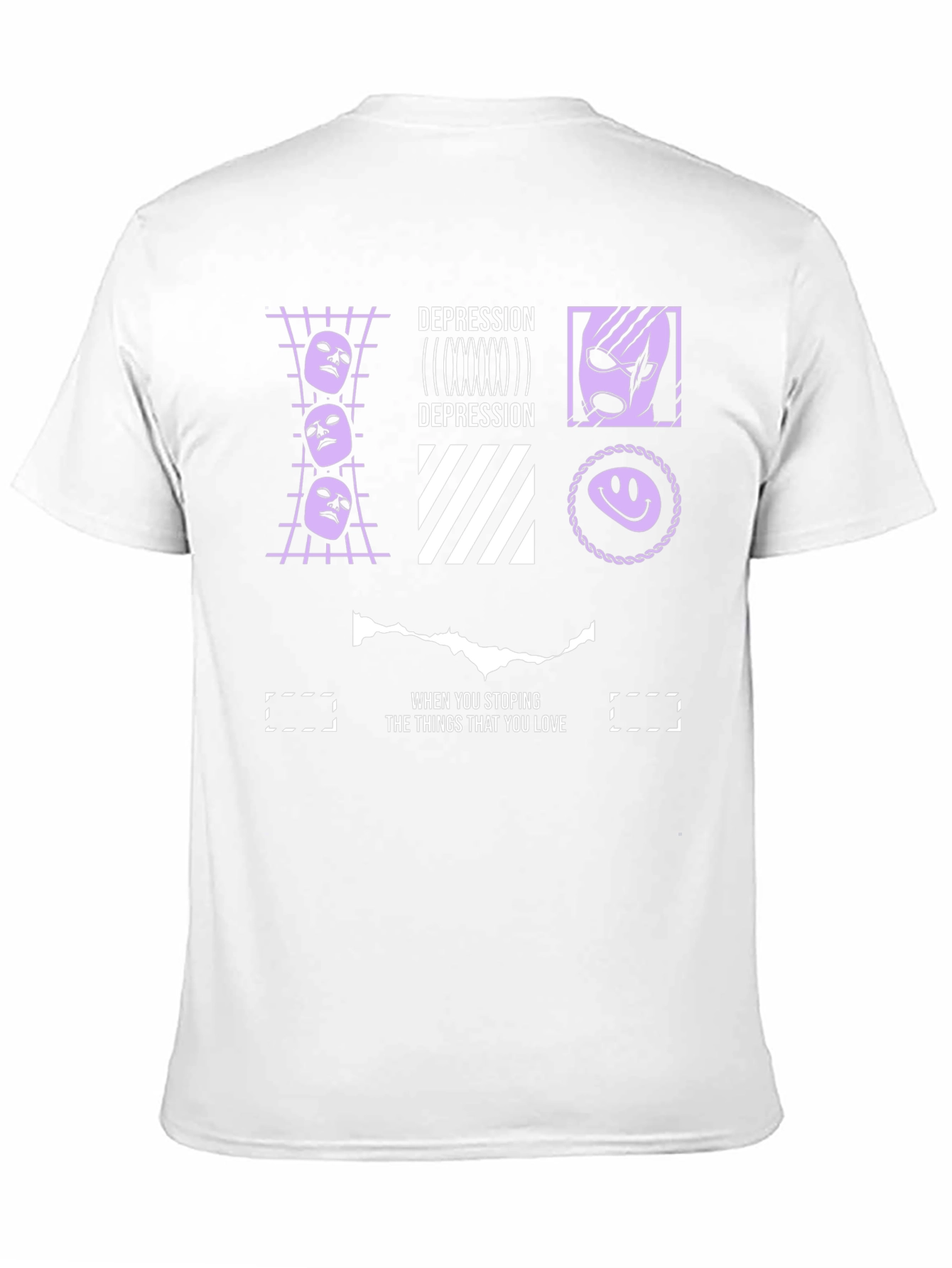 Depression Themed Graphic Print Black T-Shirt