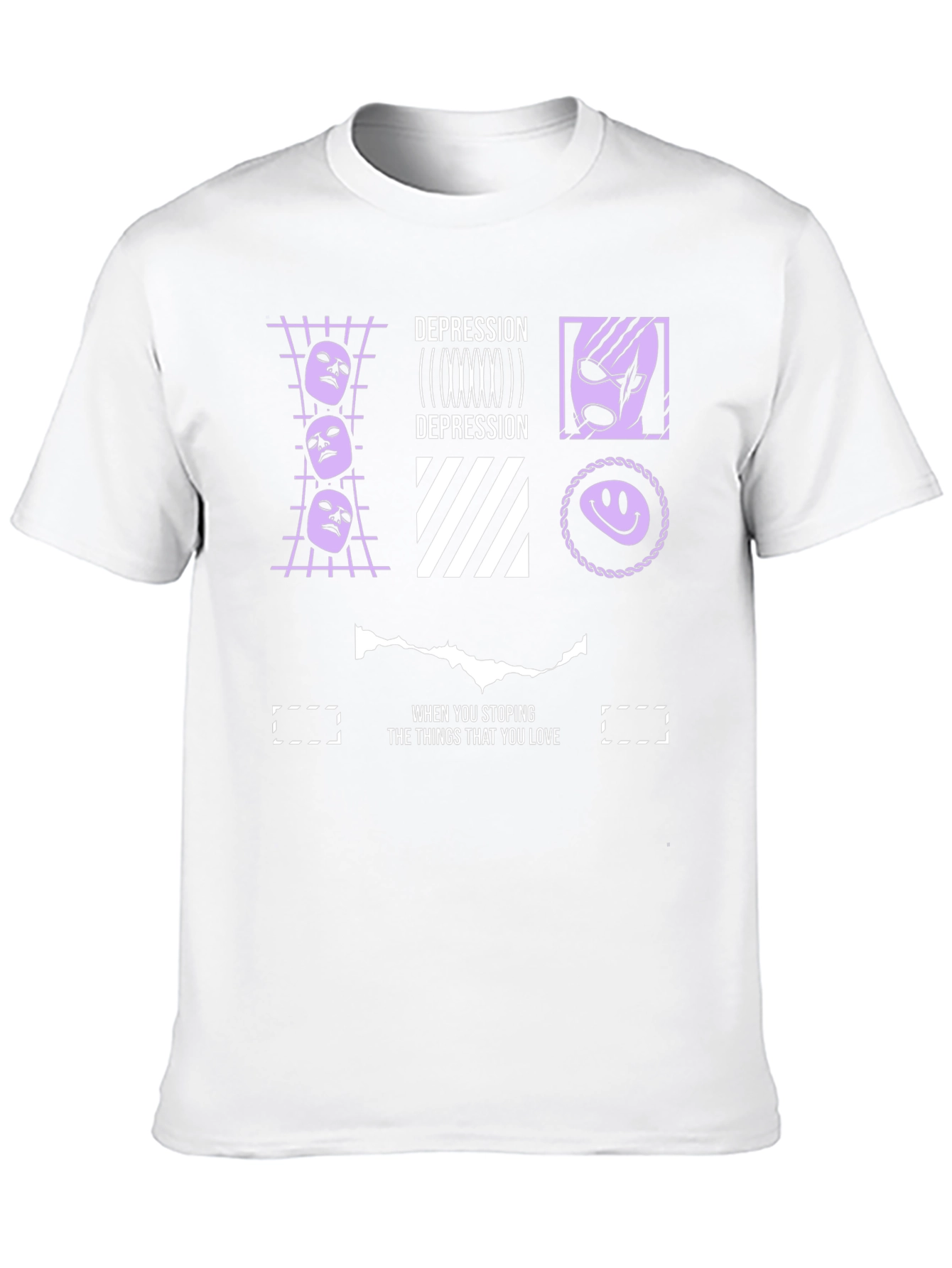 Depression Themed Graphic Print Black T-Shirt