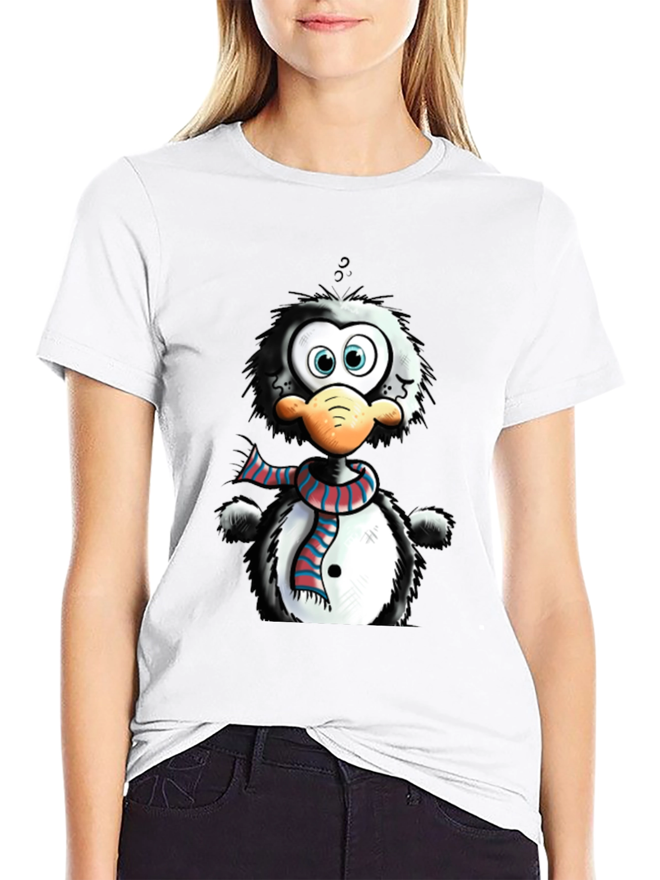 Cartoon Penguin Graphic Tee - Quirky Style