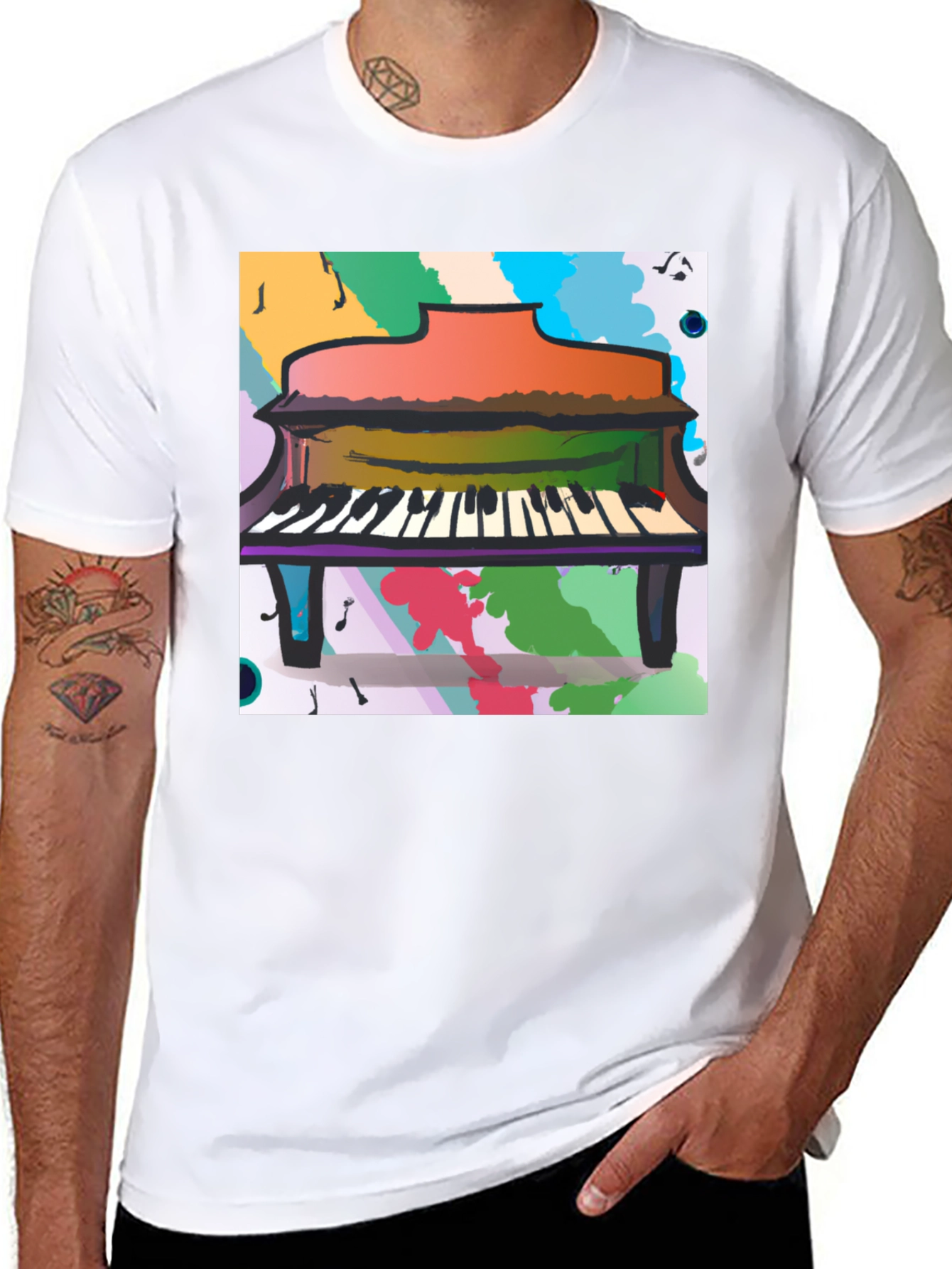 Abstract Piano Graphic Tee - Black Unisex T-Shirt