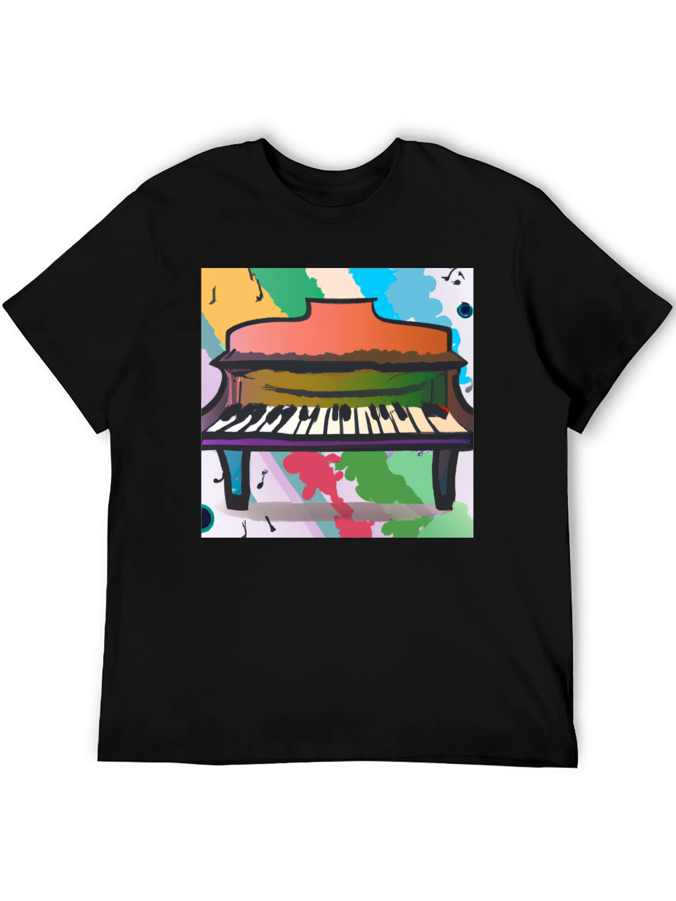 Abstract Piano Graphic Tee - Black Unisex T-Shirt