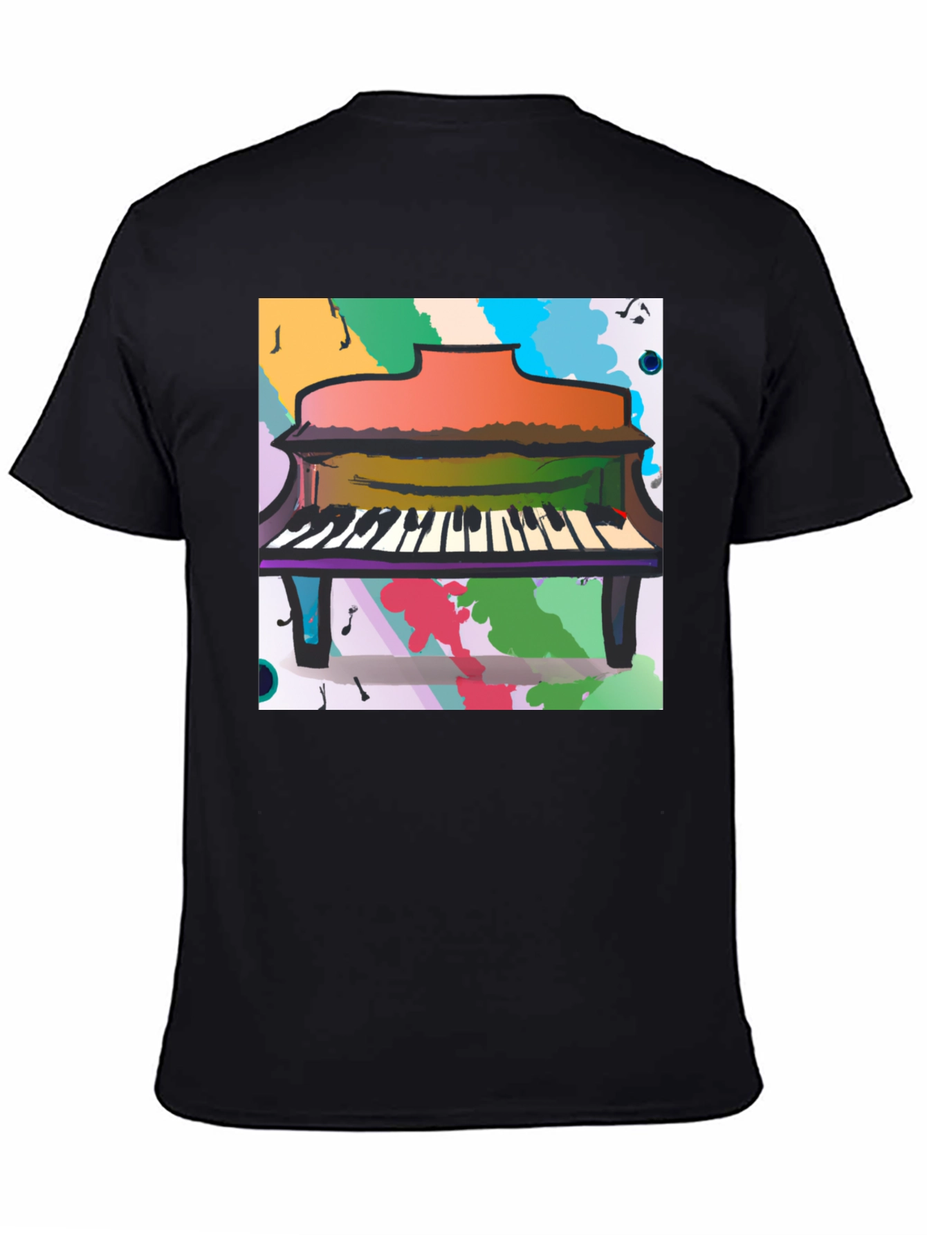 Abstract Piano Graphic Tee - Black Unisex T-Shirt