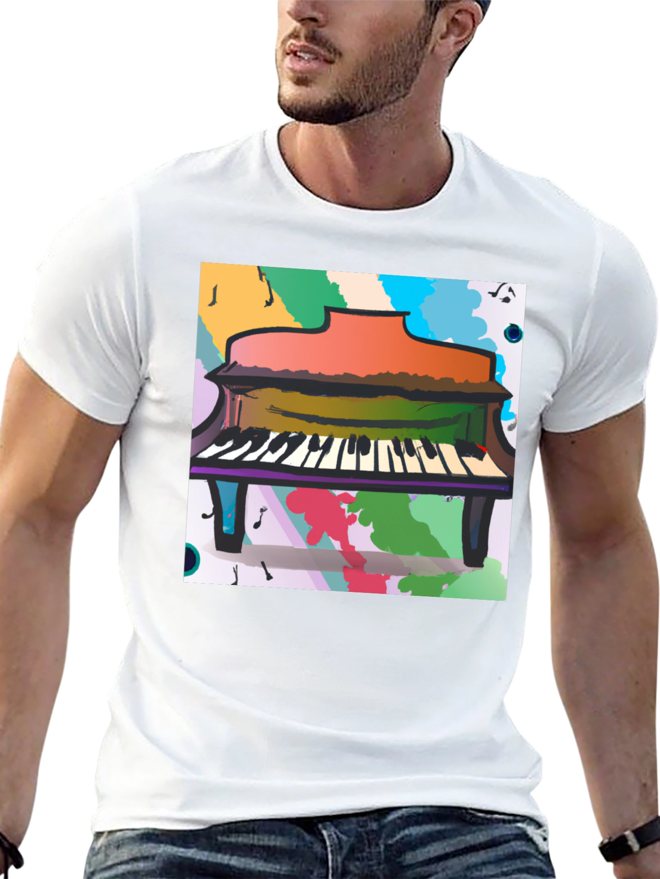Abstract Piano Graphic Tee - Black Unisex T-Shirt