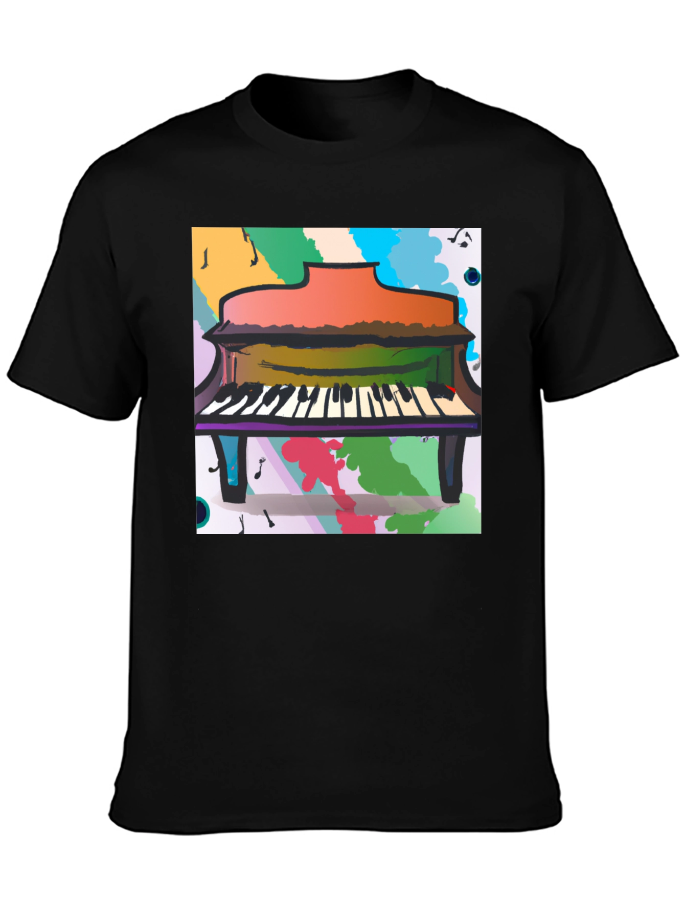 Abstract Piano Graphic Tee - Black Unisex T-Shirt