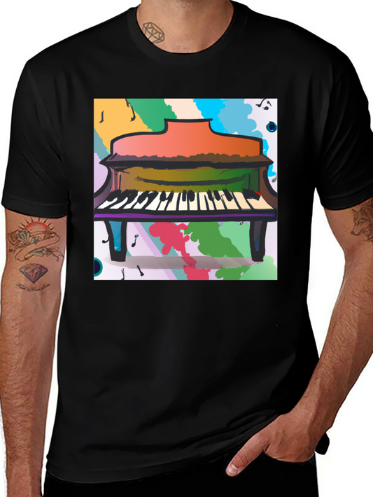 Abstract Piano Graphic Tee - Black Unisex T-Shirt