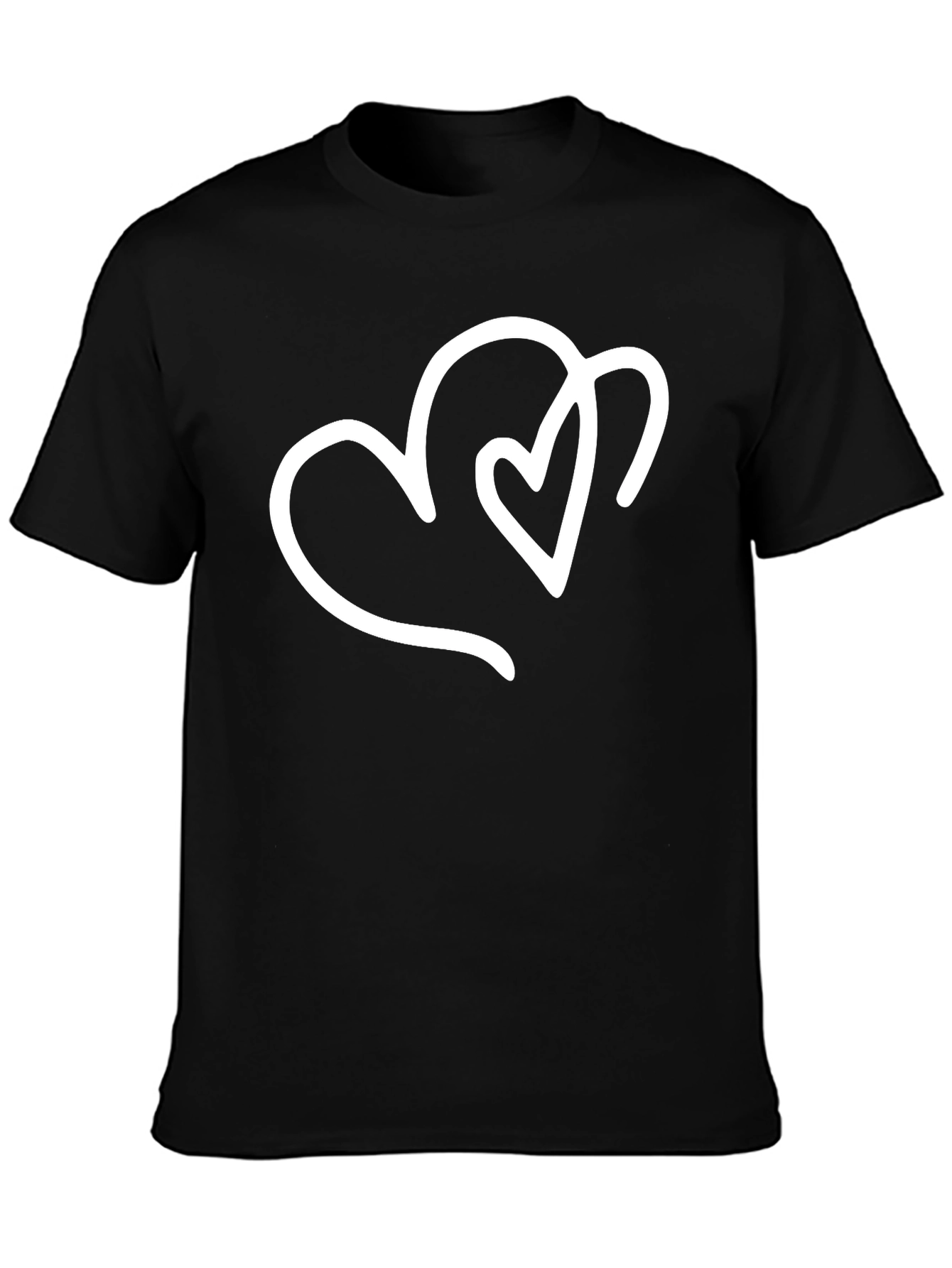 Heart Design Black T-Shirt - Stylish Casual Wear