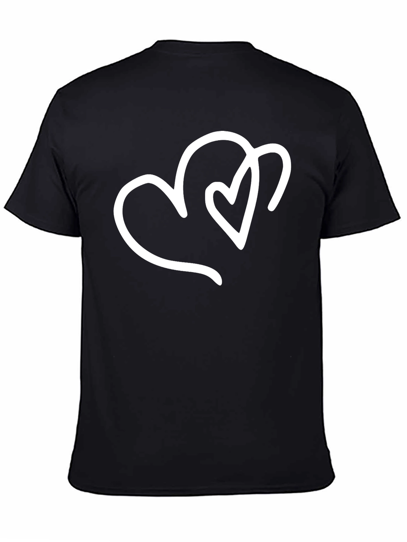Heart Design Black T-Shirt - Stylish Casual Wear