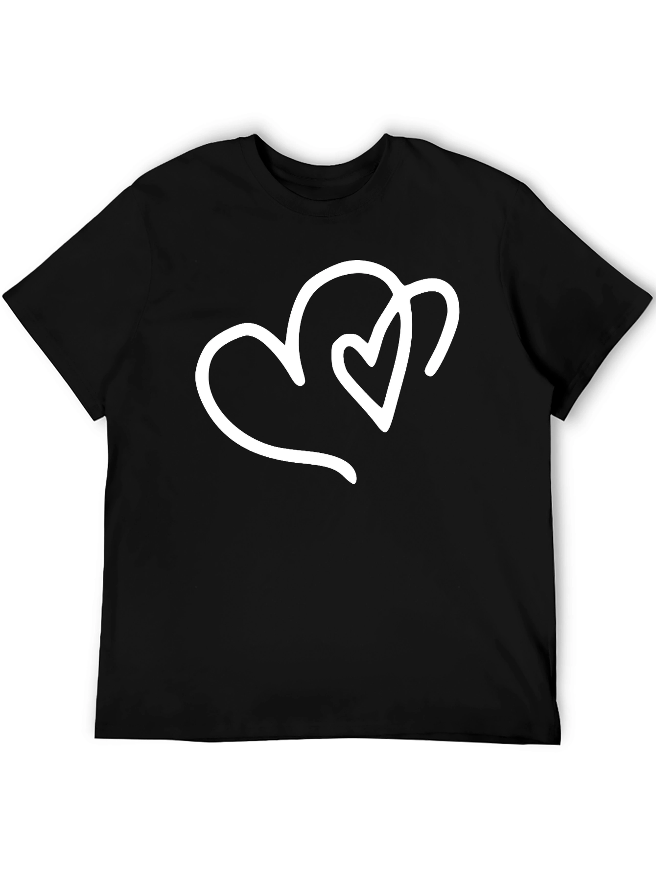 Heart Design Black T-Shirt - Stylish Casual Wear