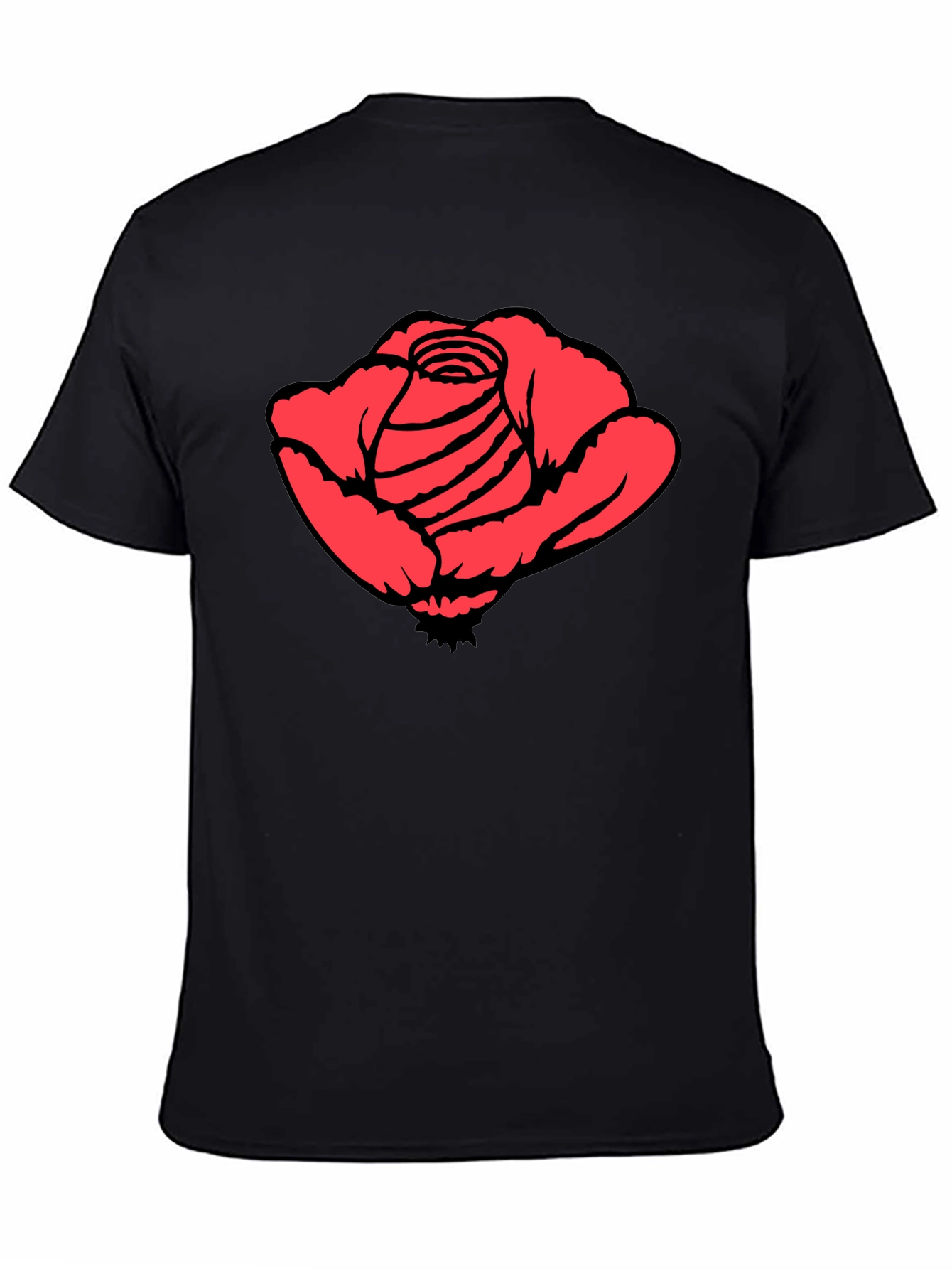 Red Rose Graphic Black T-Shirt