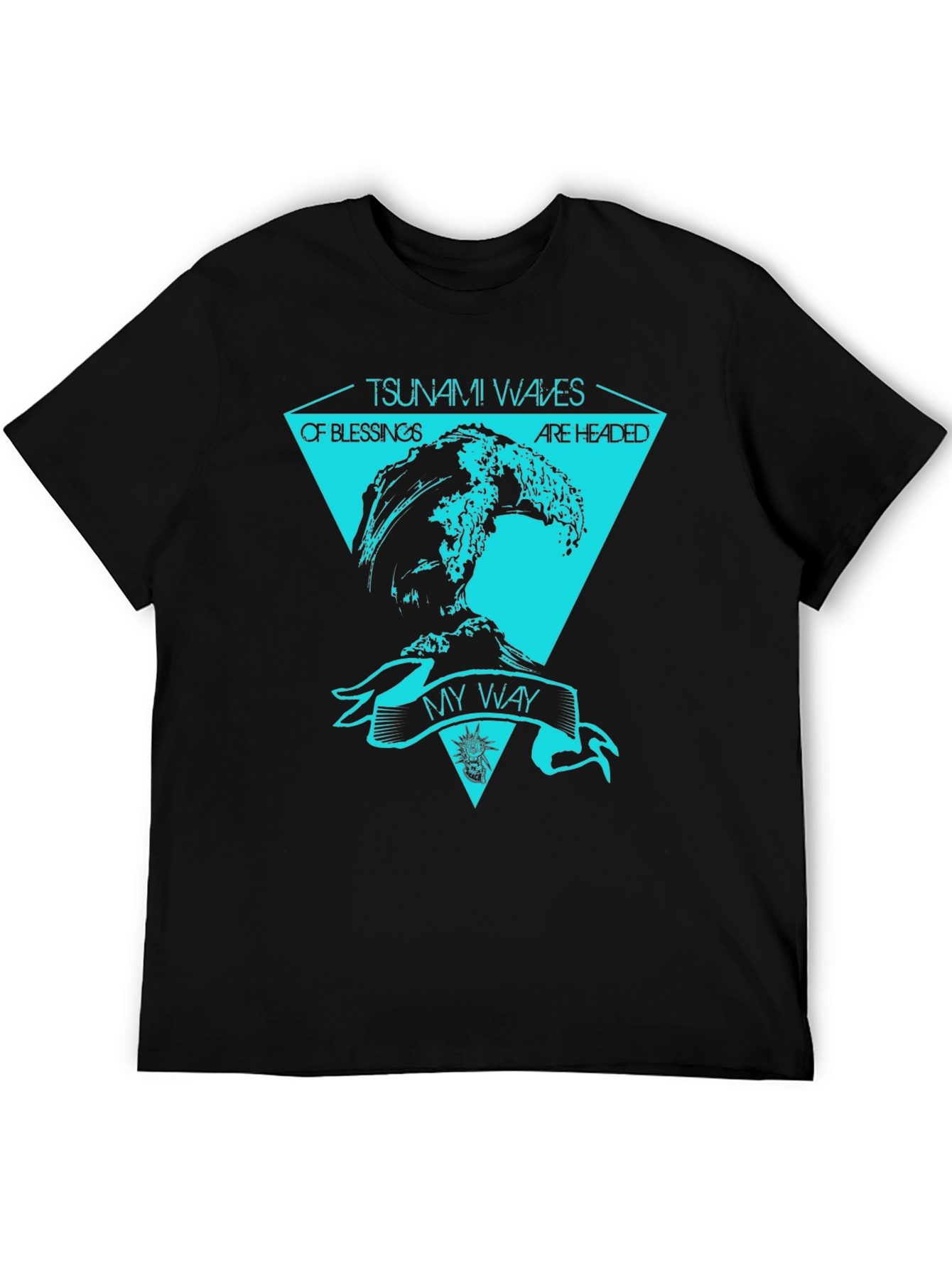 Tsunami Waves Graphic T-Shirt - Black Cotton Tee