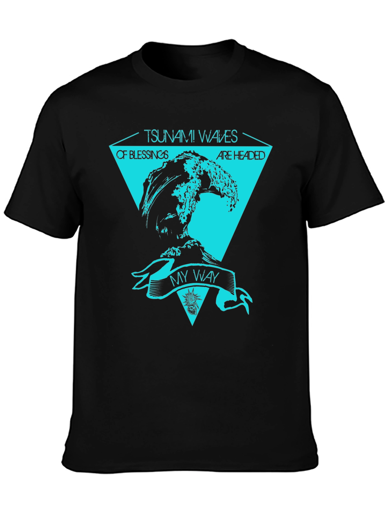 Tsunami Waves Graphic T-Shirt - Black Cotton Tee
