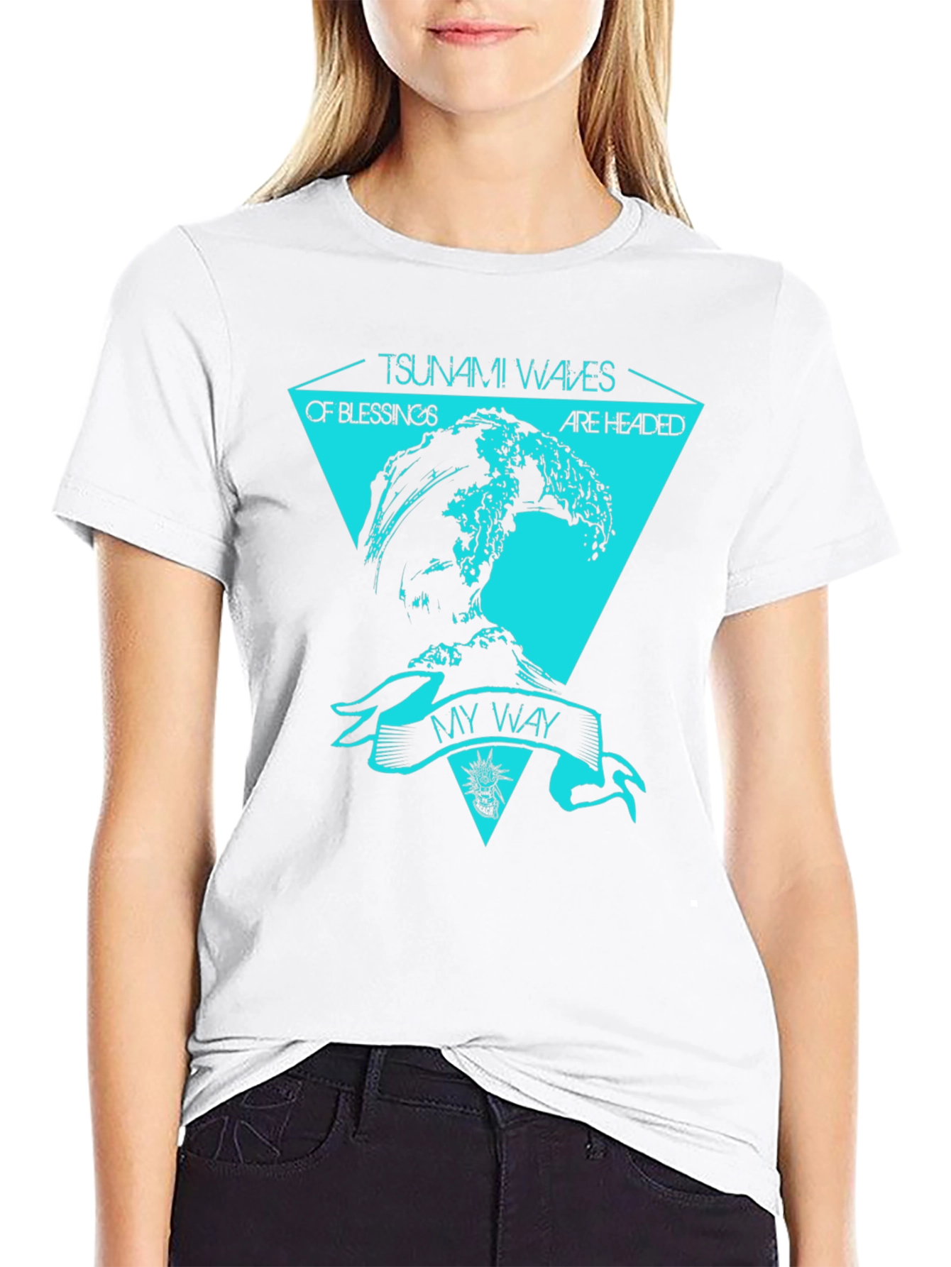 Tsunami Waves Graphic T-Shirt - Black Cotton Tee