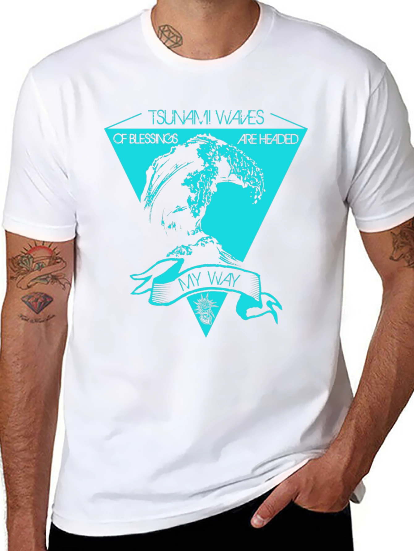 Tsunami Waves Graphic T-Shirt - Black Cotton Tee