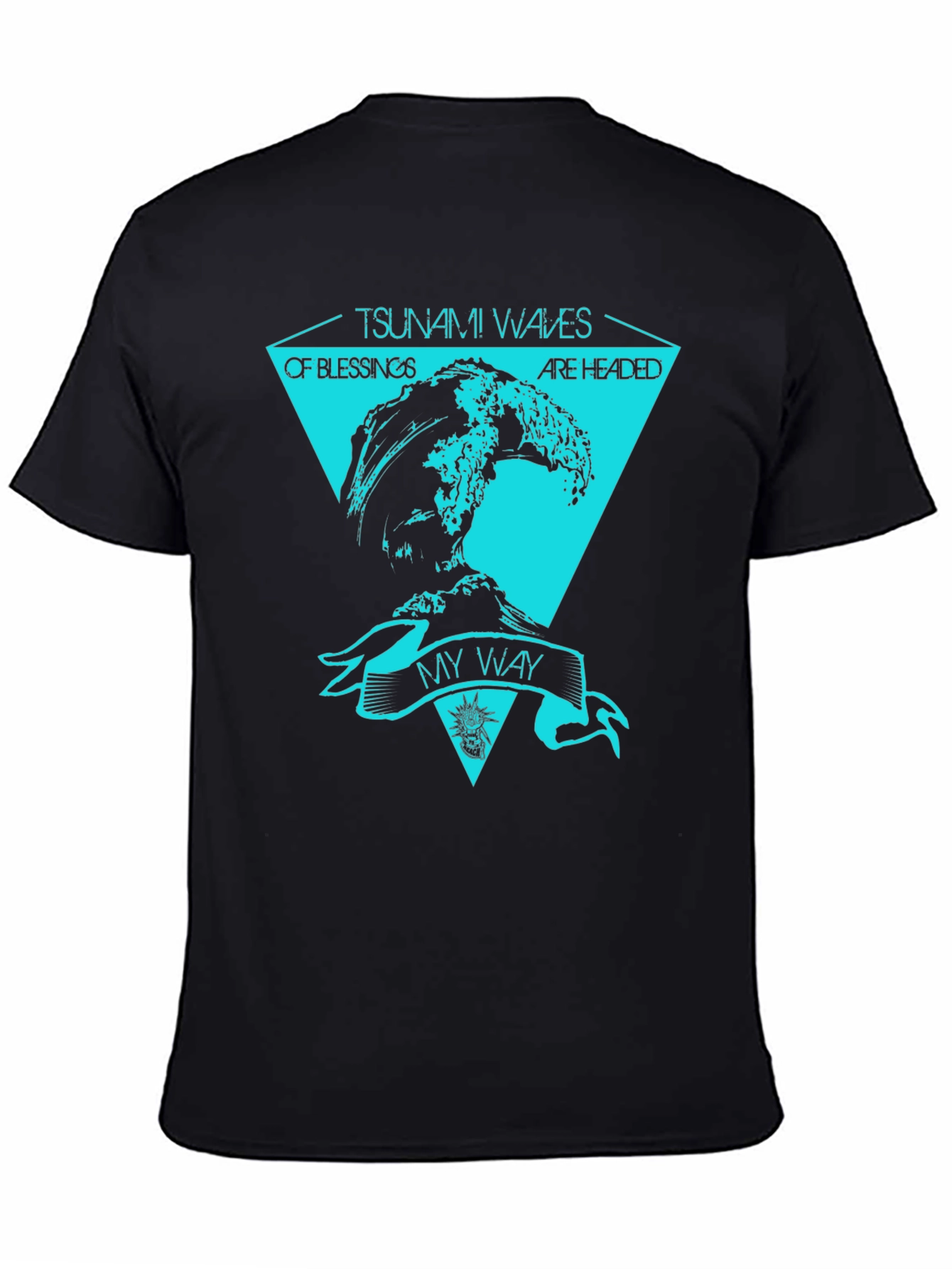 Tsunami Waves Graphic T-Shirt - Black Cotton Tee