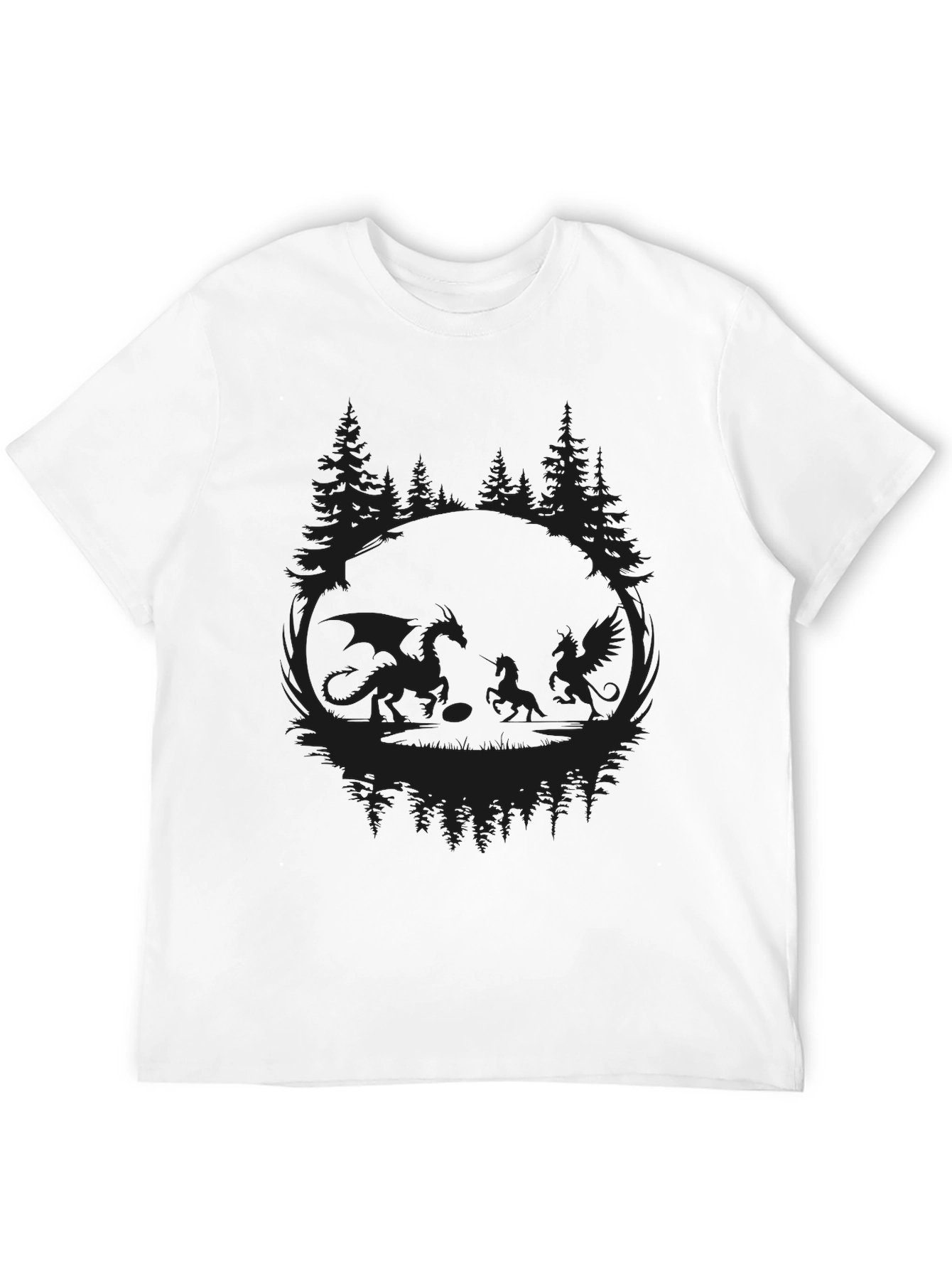 Dragon & Phoenix Graphic Black T-Shirt