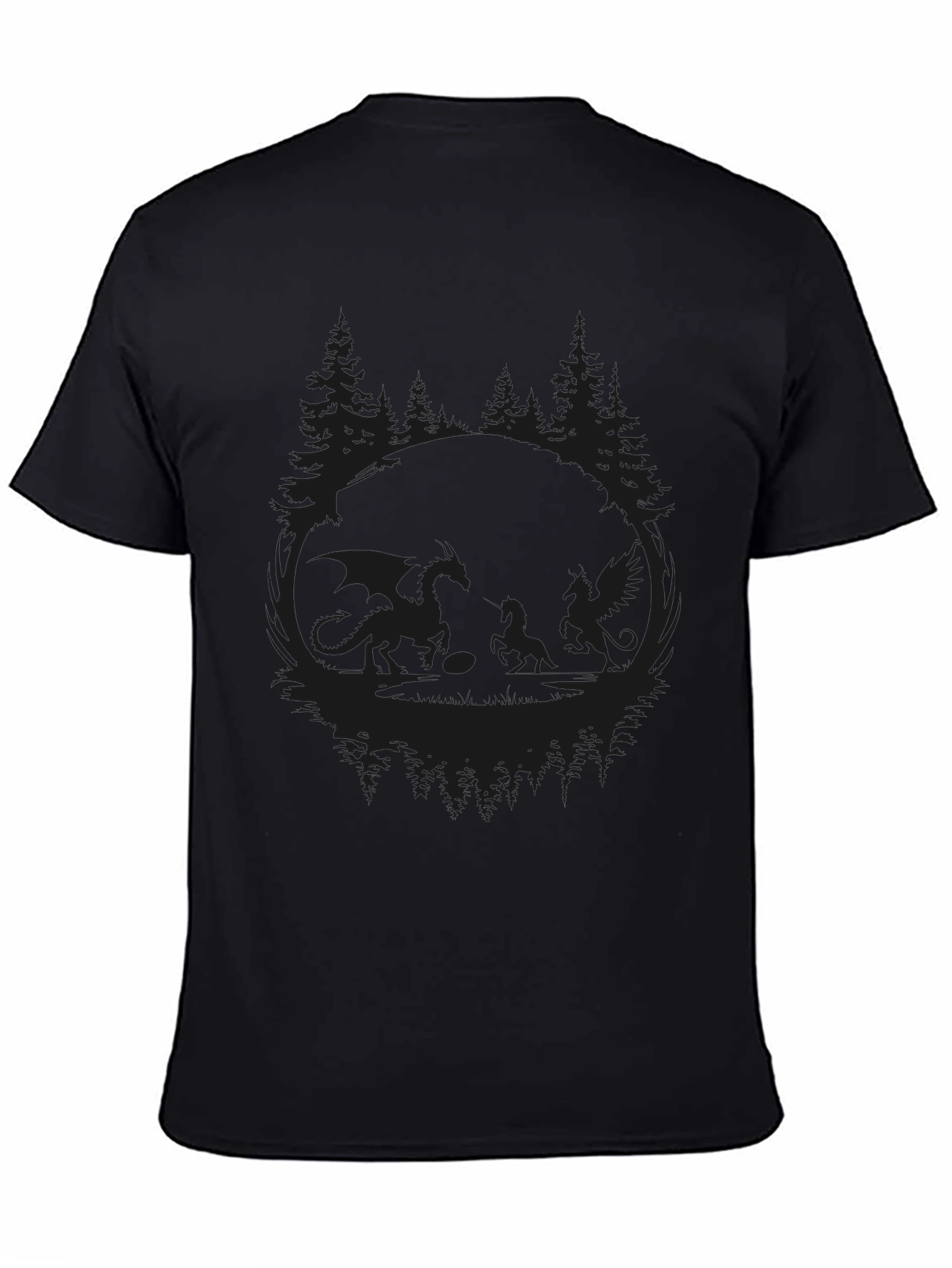 Dragon & Phoenix Graphic Black T-Shirt