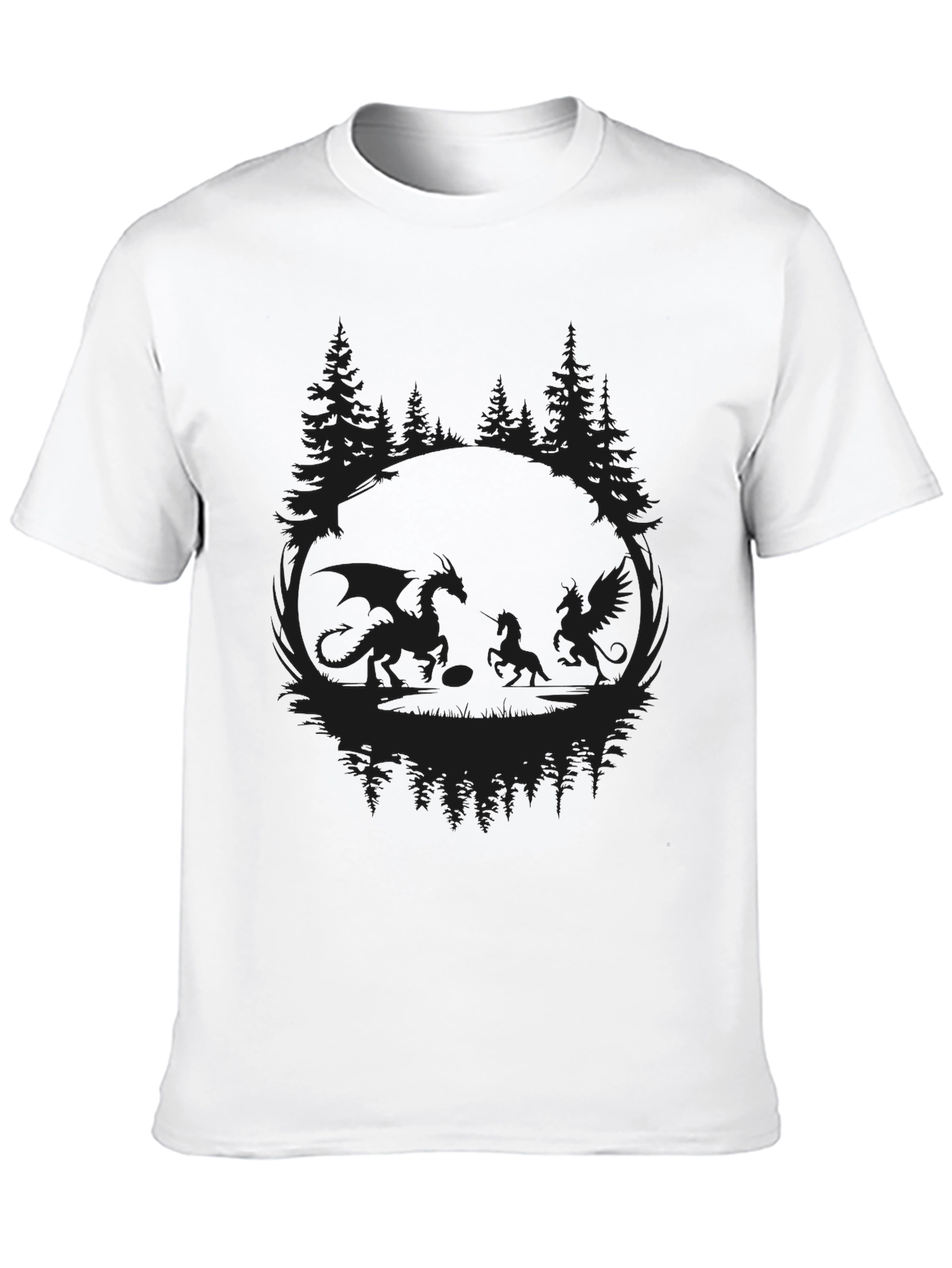 Dragon & Phoenix Graphic Black T-Shirt