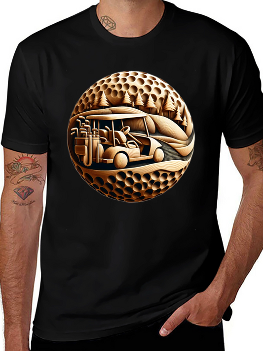 Golf Cart Graphic Tee - Novelty Golf Ball Design