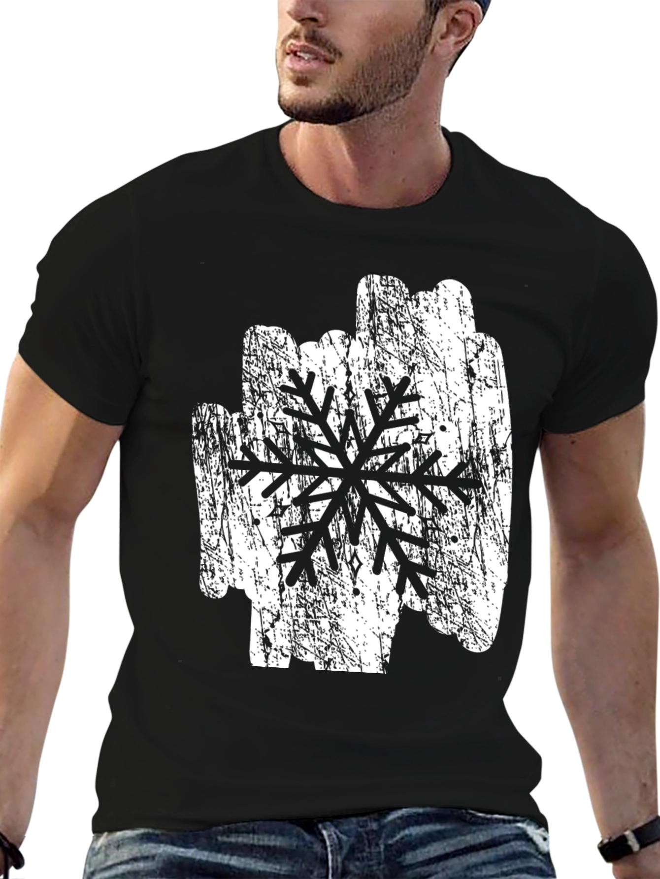 Snowflake Graphic T-Shirt - Black