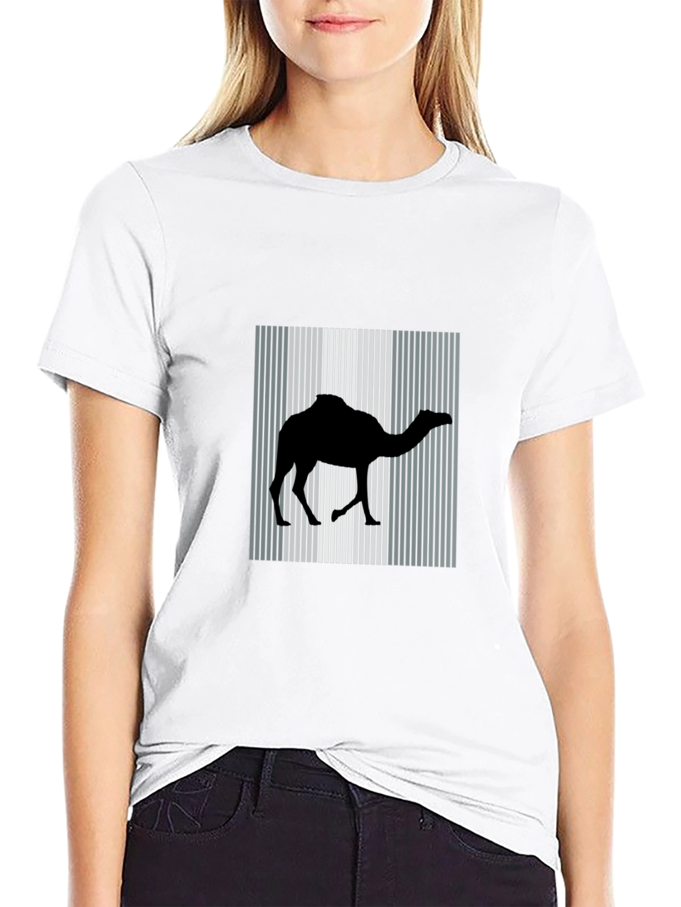 Camel Silhouette Graphic Tee - Black Cotton Blend