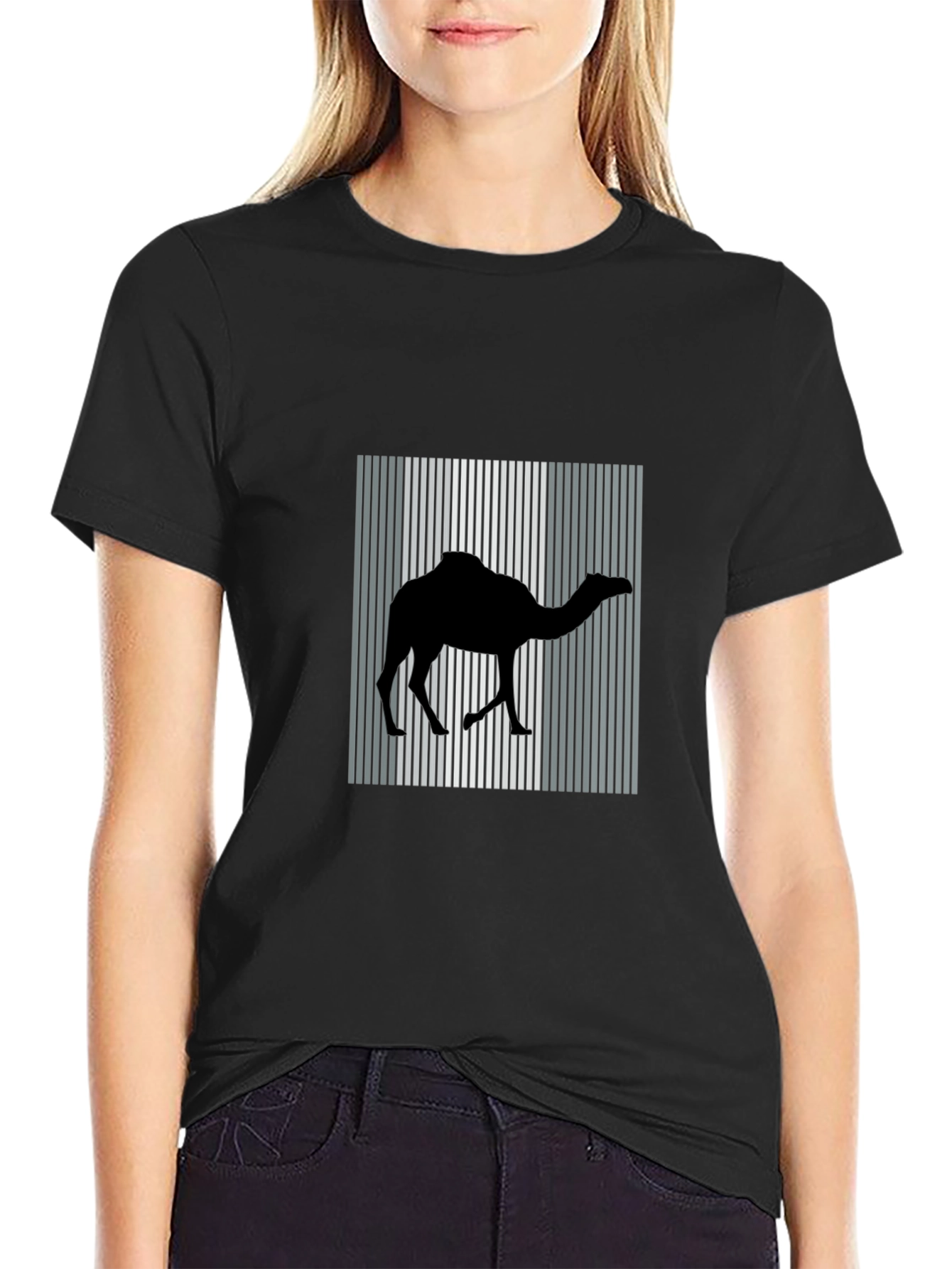 Camel Silhouette Graphic Tee - Black Cotton Blend