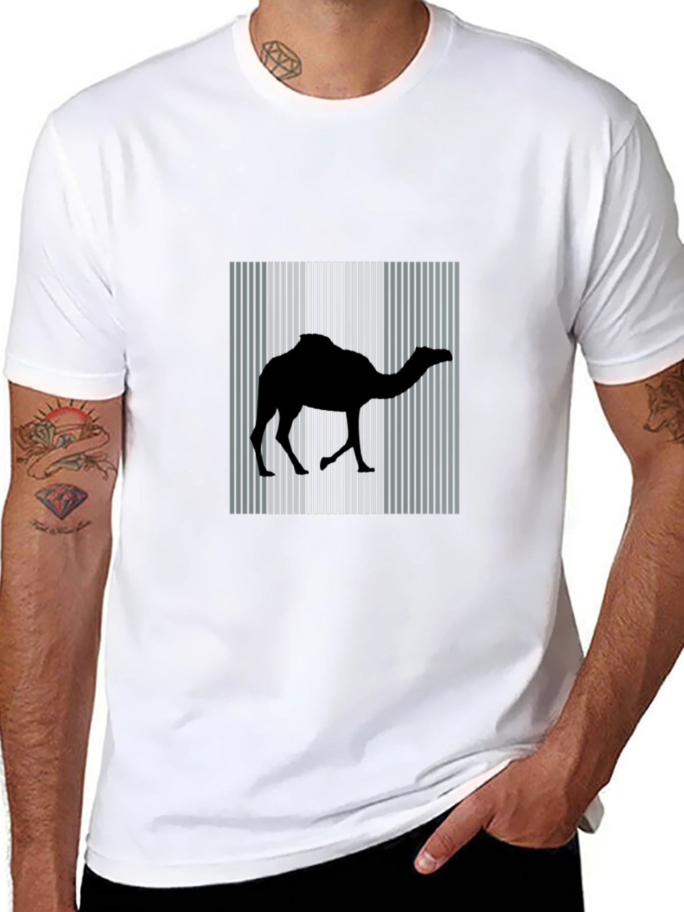 Camel Silhouette Graphic Tee - Black Cotton Blend