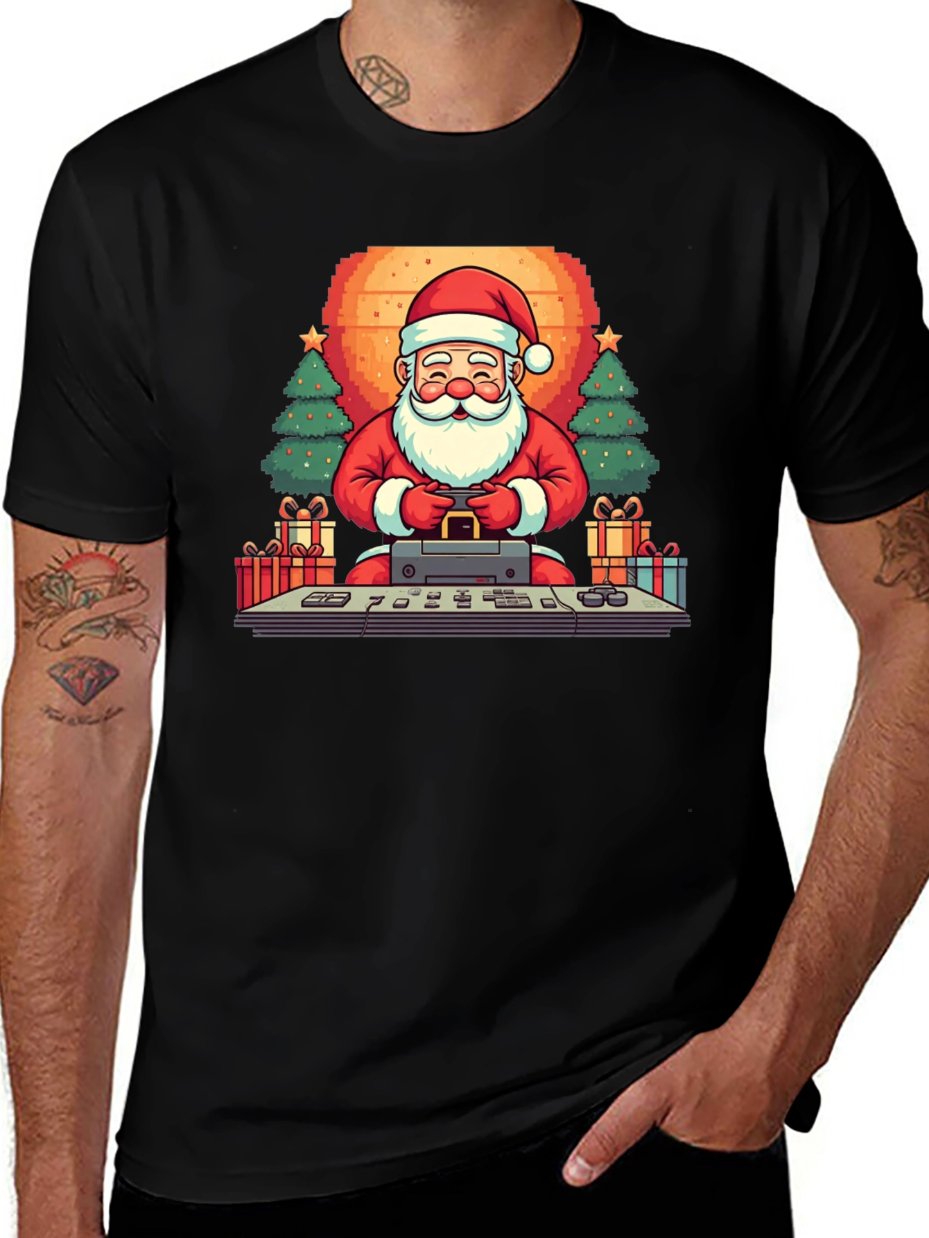 Gamer Santa T-Shirt: Retro Holiday Style