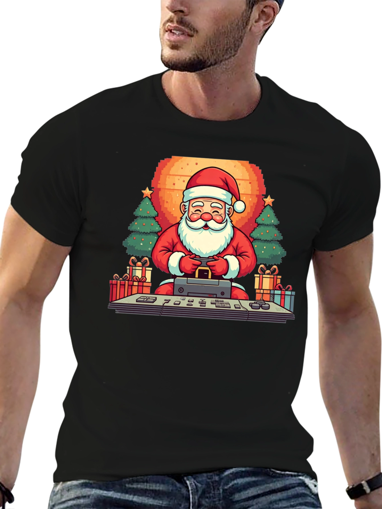 Gamer Santa T-Shirt: Retro Holiday Style