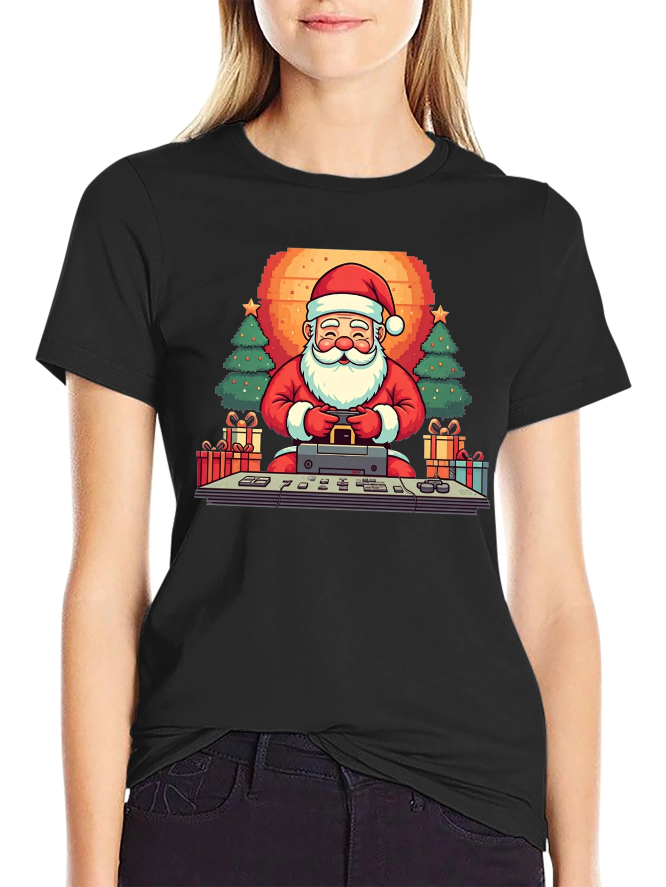 Gamer Santa T-Shirt: Retro Holiday Style
