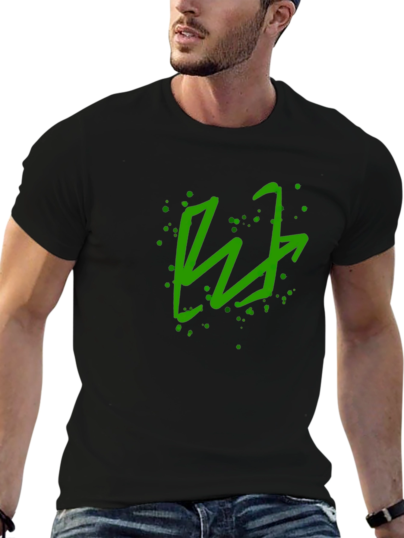 Green Arrow Graphic Black T-Shirt