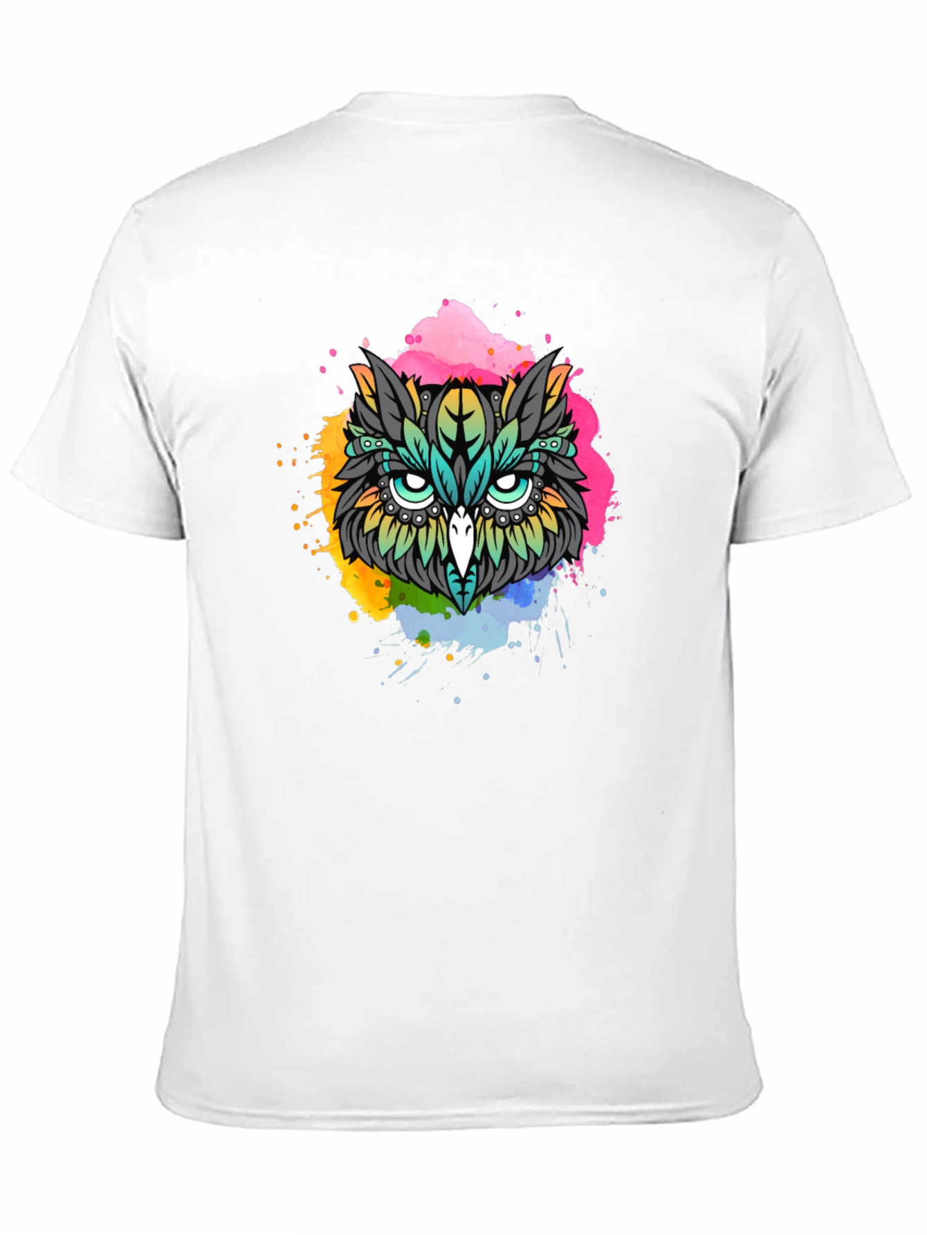 Vibrant Owl Graphic T-Shirt - Black