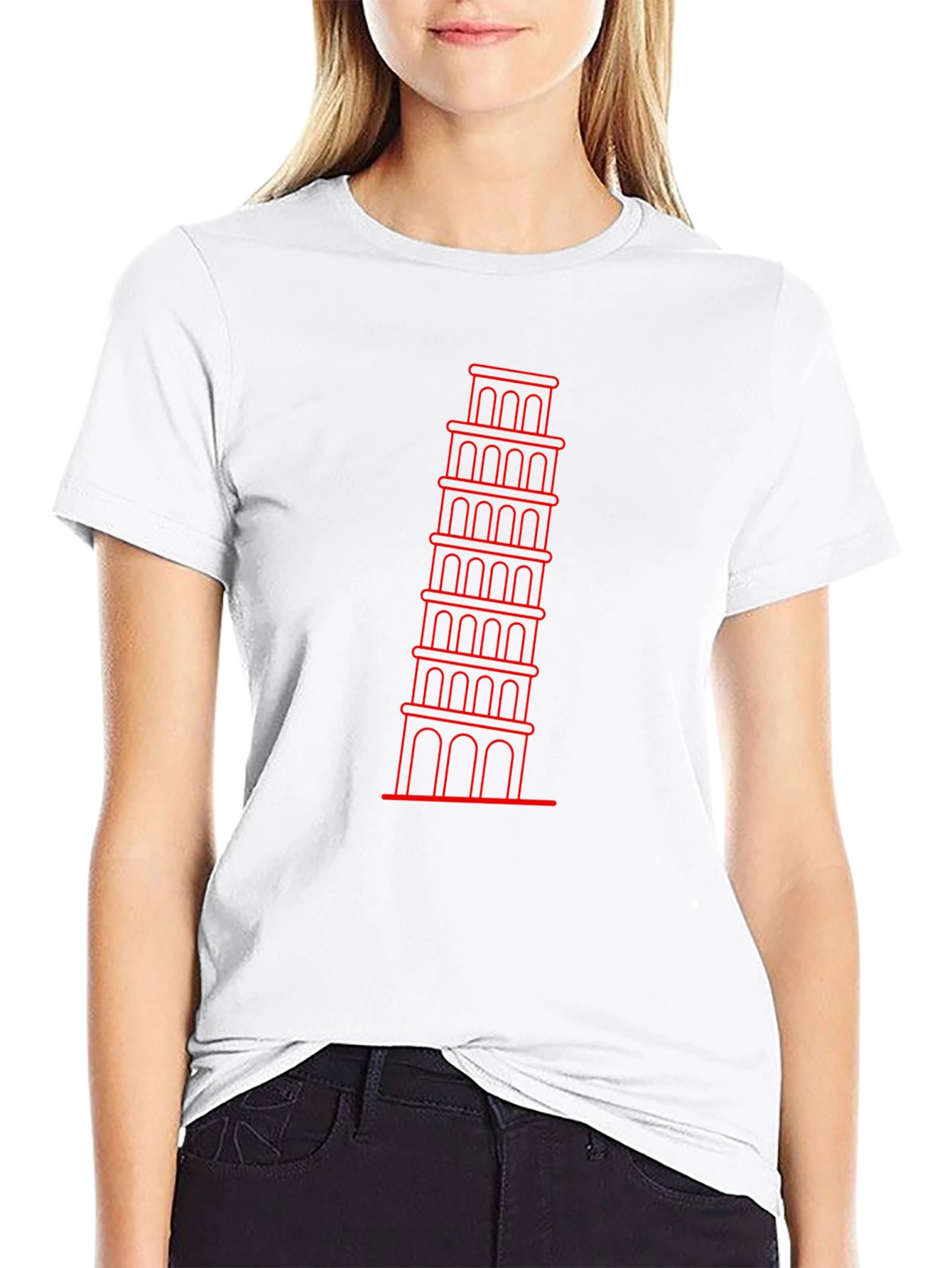 Leaning Tower of Pisa Graphic Tee - Black