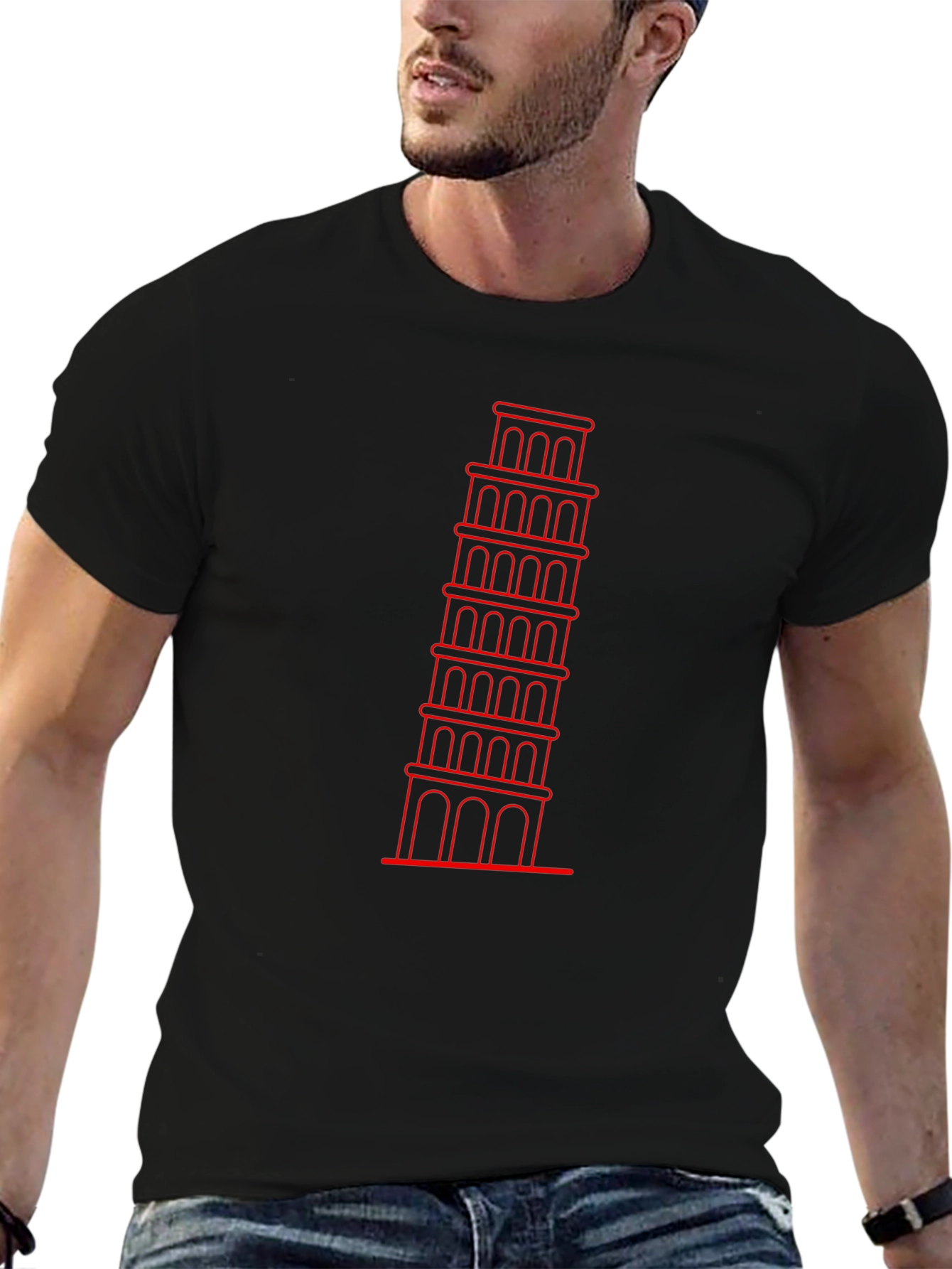 Leaning Tower of Pisa Graphic Tee - Black