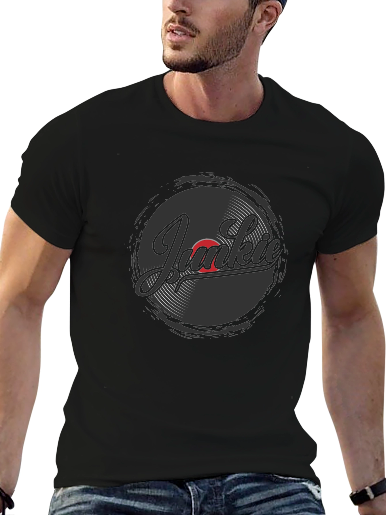 Vinyl Junkie Graphic T-Shirt - Music Lover Tee