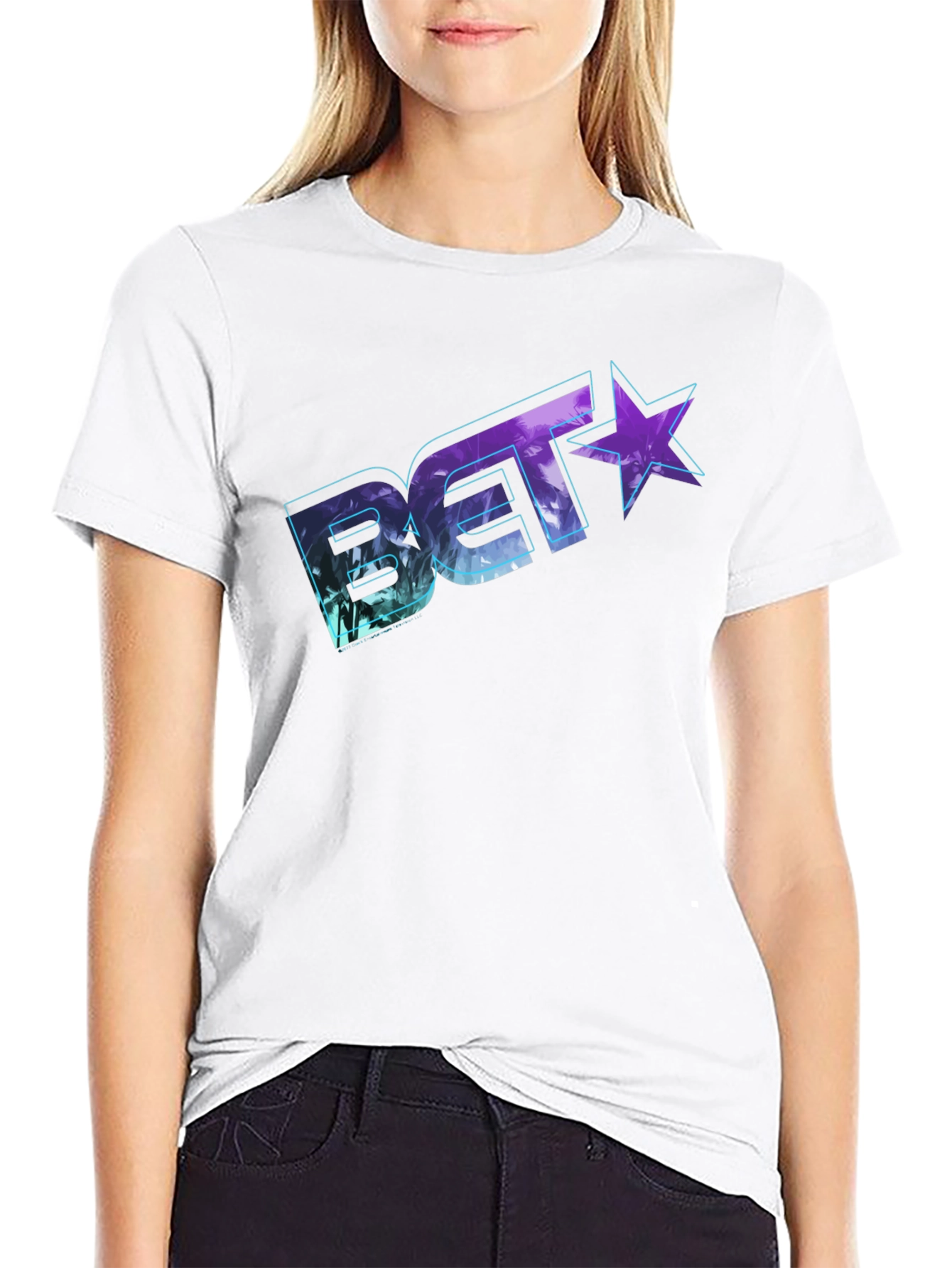 BET Tropical Logo Black T-Shirt