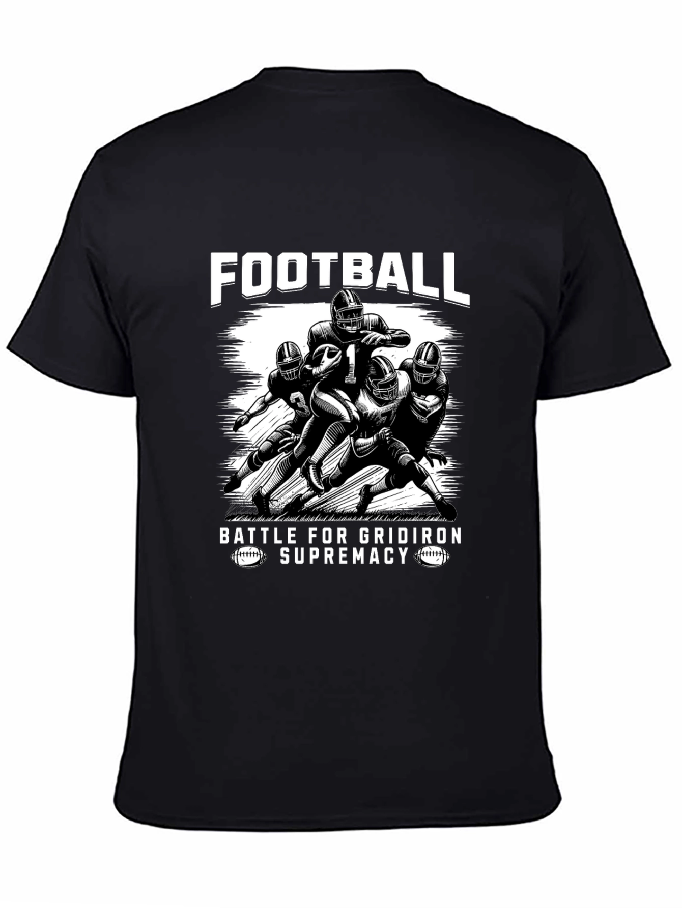 Football Battle Supremacy Black Graphic Tee