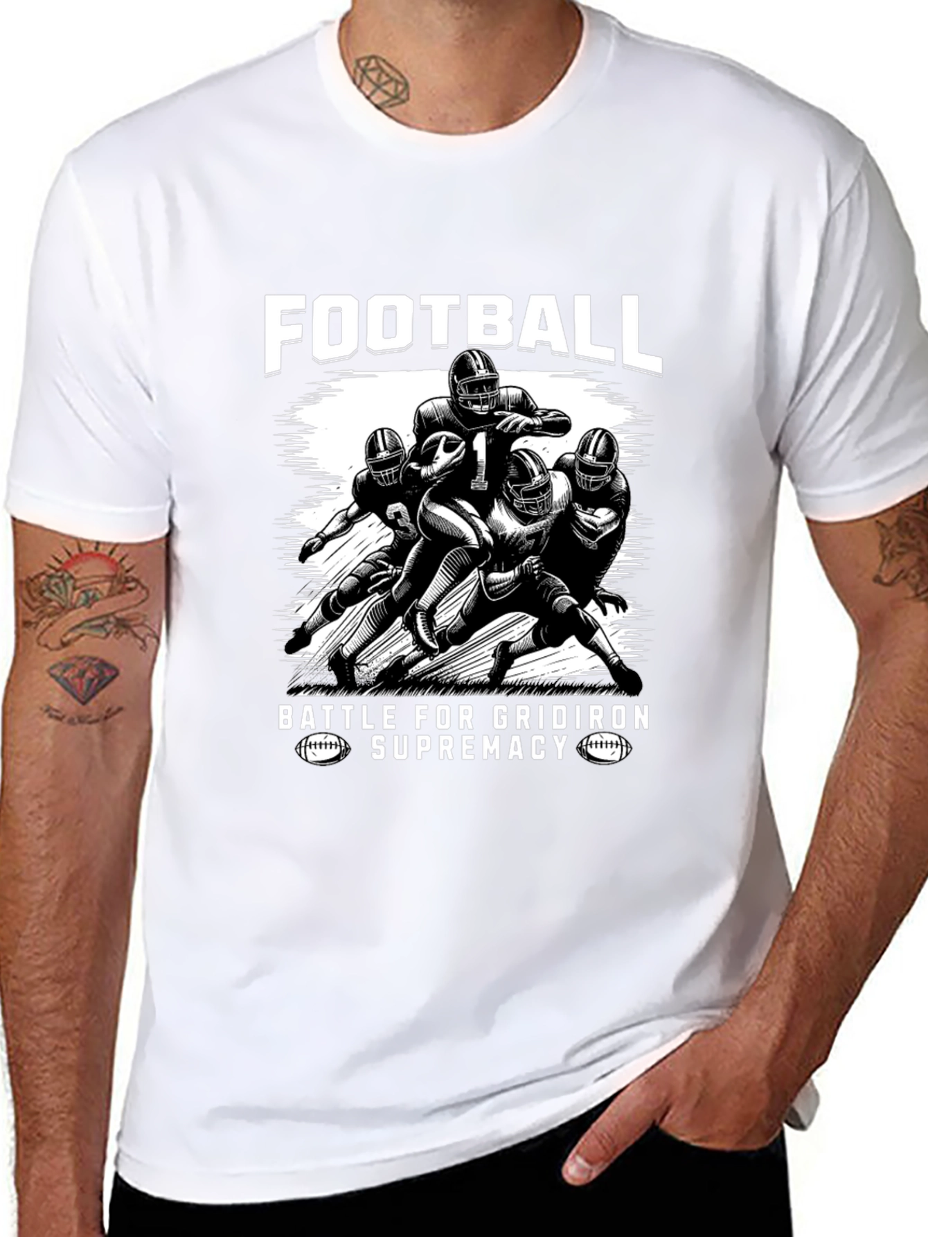 Football Battle Supremacy Black Graphic Tee