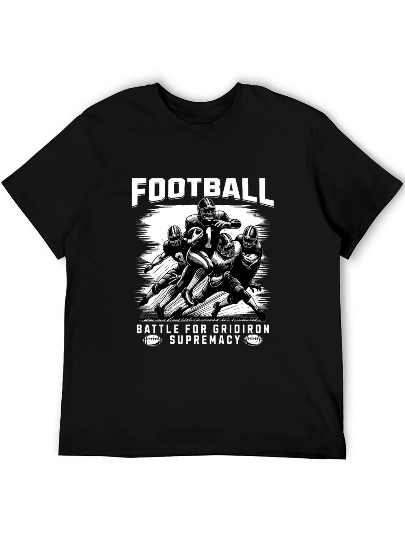 Football Battle Supremacy Black Graphic Tee