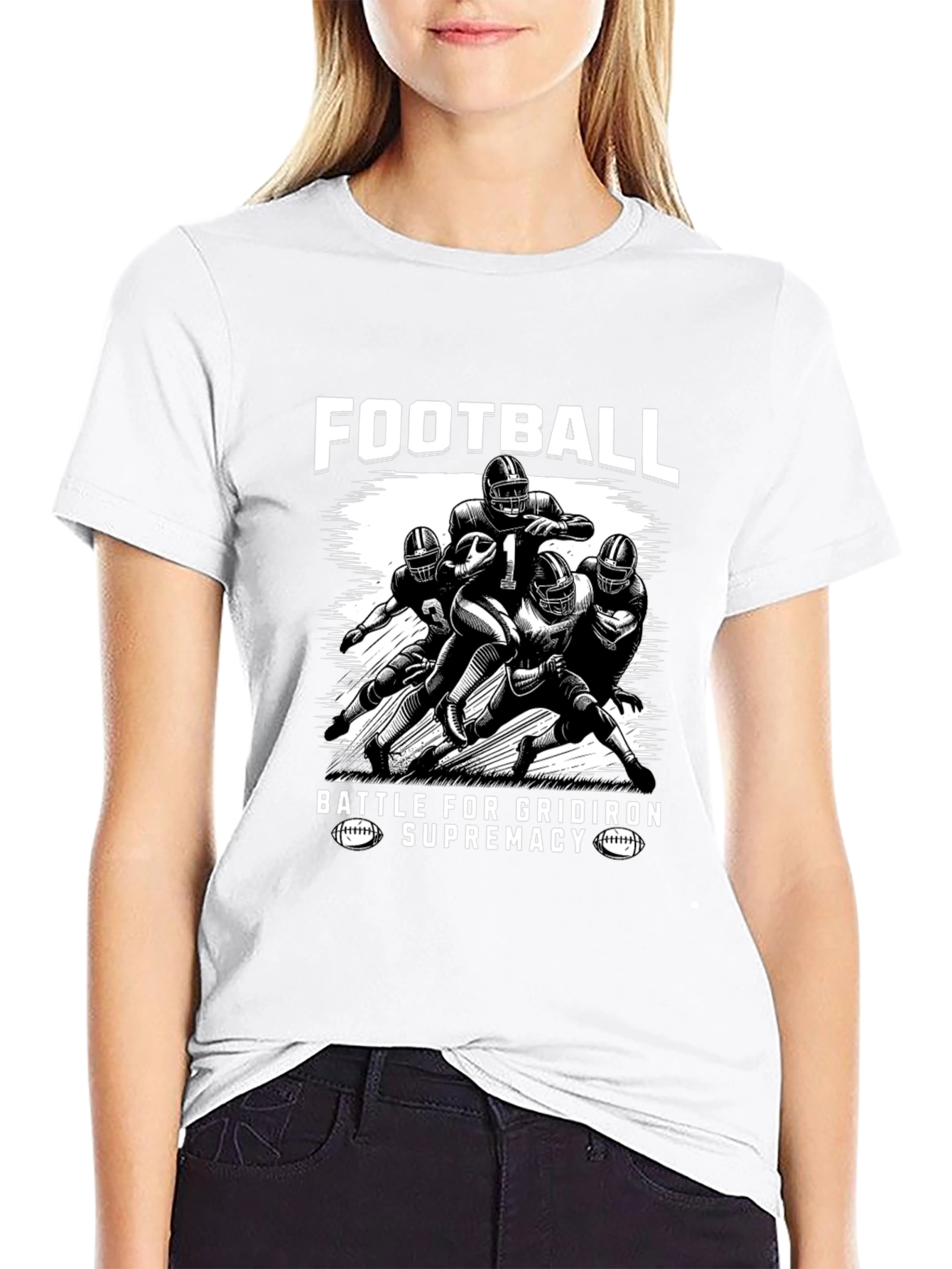 Football Battle Supremacy Black Graphic Tee