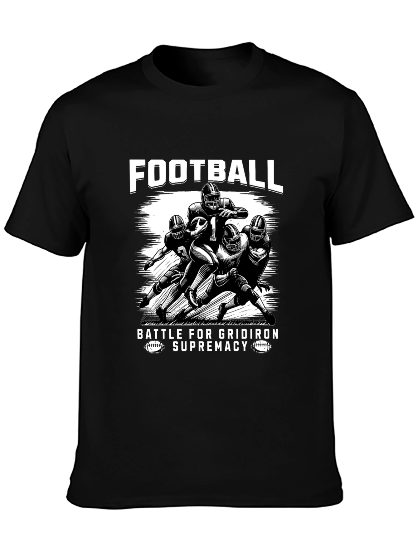 Football Battle Supremacy Black Graphic Tee